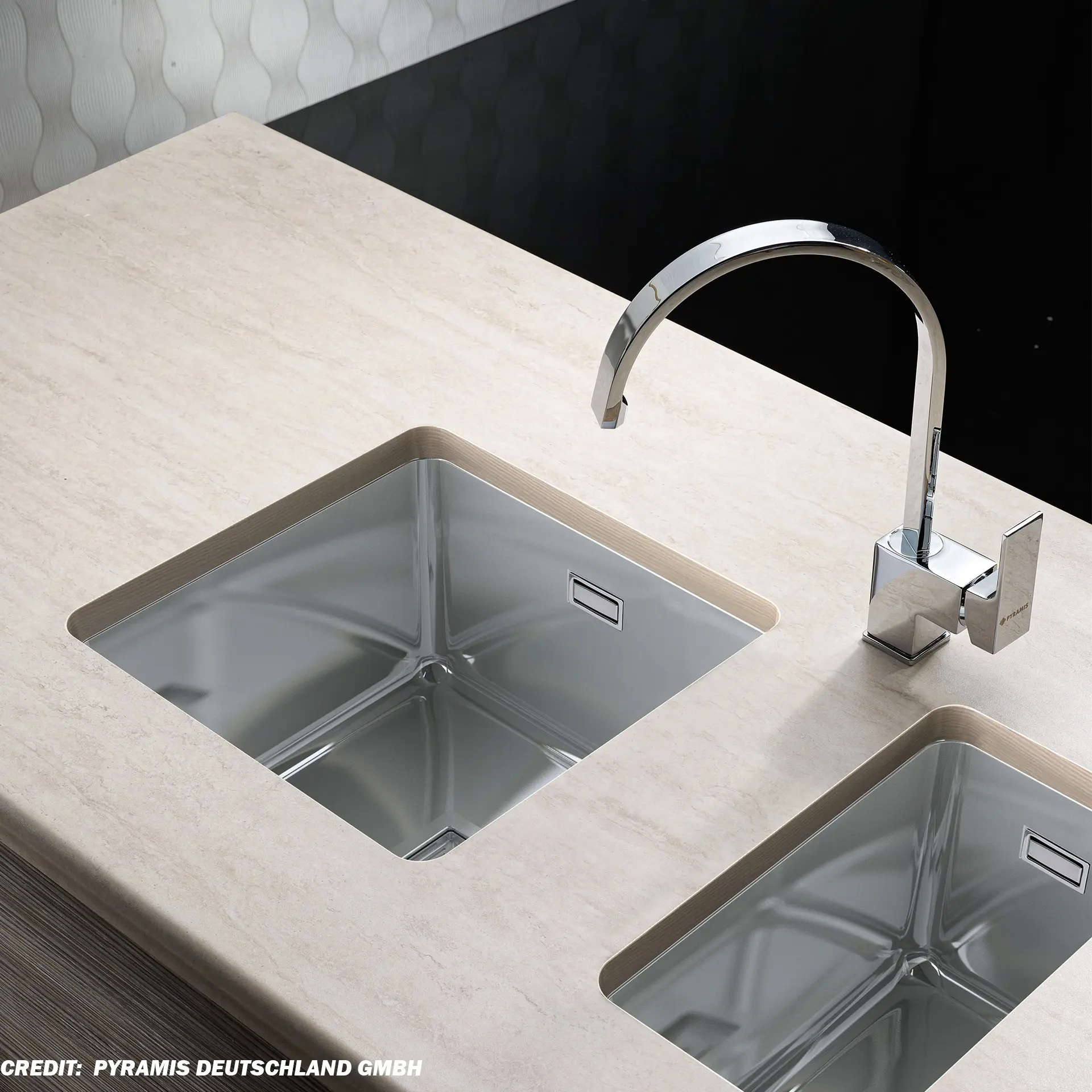 Edelstahlspüle als Unterbau