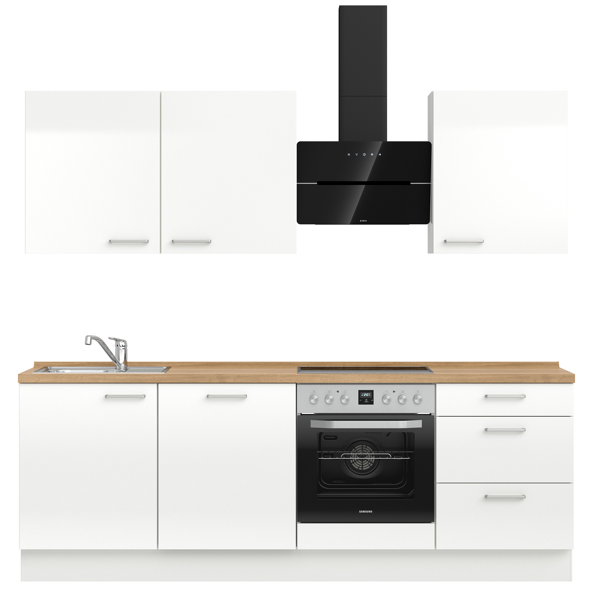 Nobilia Küche in Frontfarbe 503 Alpinweis Hochglanz Lacklaminat Flash