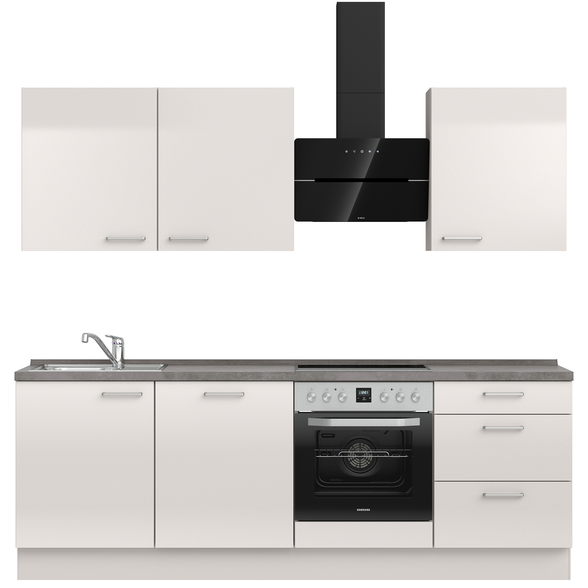 Nobilia Küche in Frontfarbe 455 Seidengrau Hochglanz Lacklaminat Flash