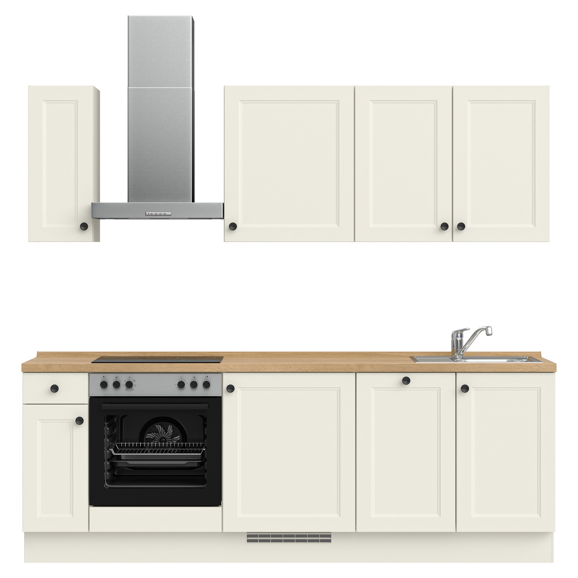 Nobilia Küche in Weiß Lacklaminat & Arbeitsplattendekor in Eiche Havanna Nb.