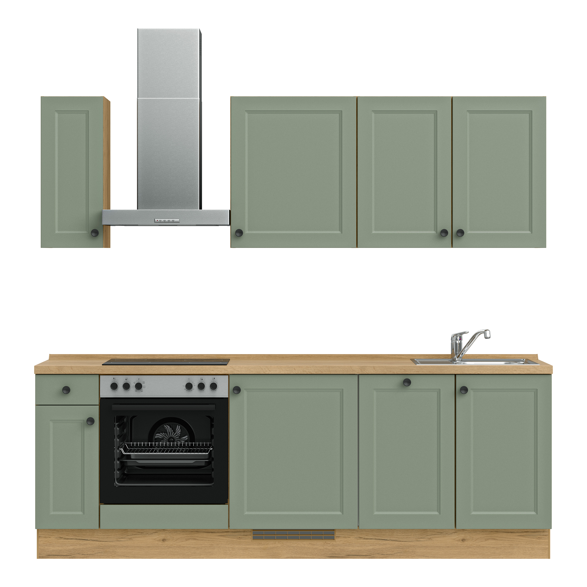 Nobilia Küche in Schilf Lacklaminat & Arbeitsplattendekor in Eiche Havanna Nb.