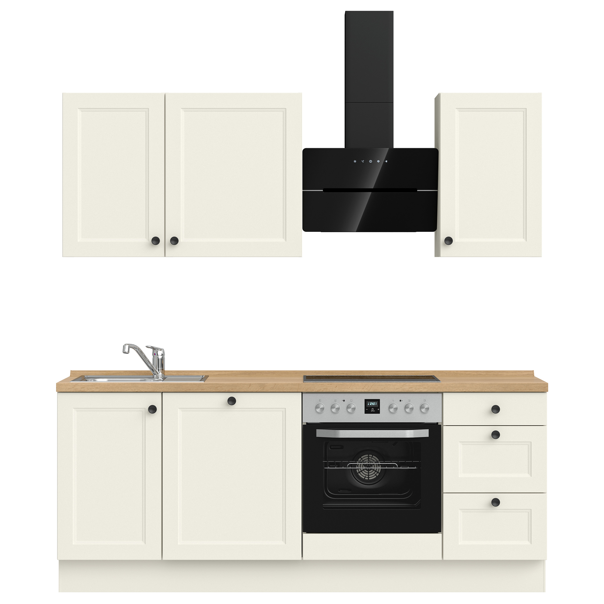 Nobilia Küchenzeile Weiß Lacklaminat & Arbeitsplatte Eiche Sierra Nb.