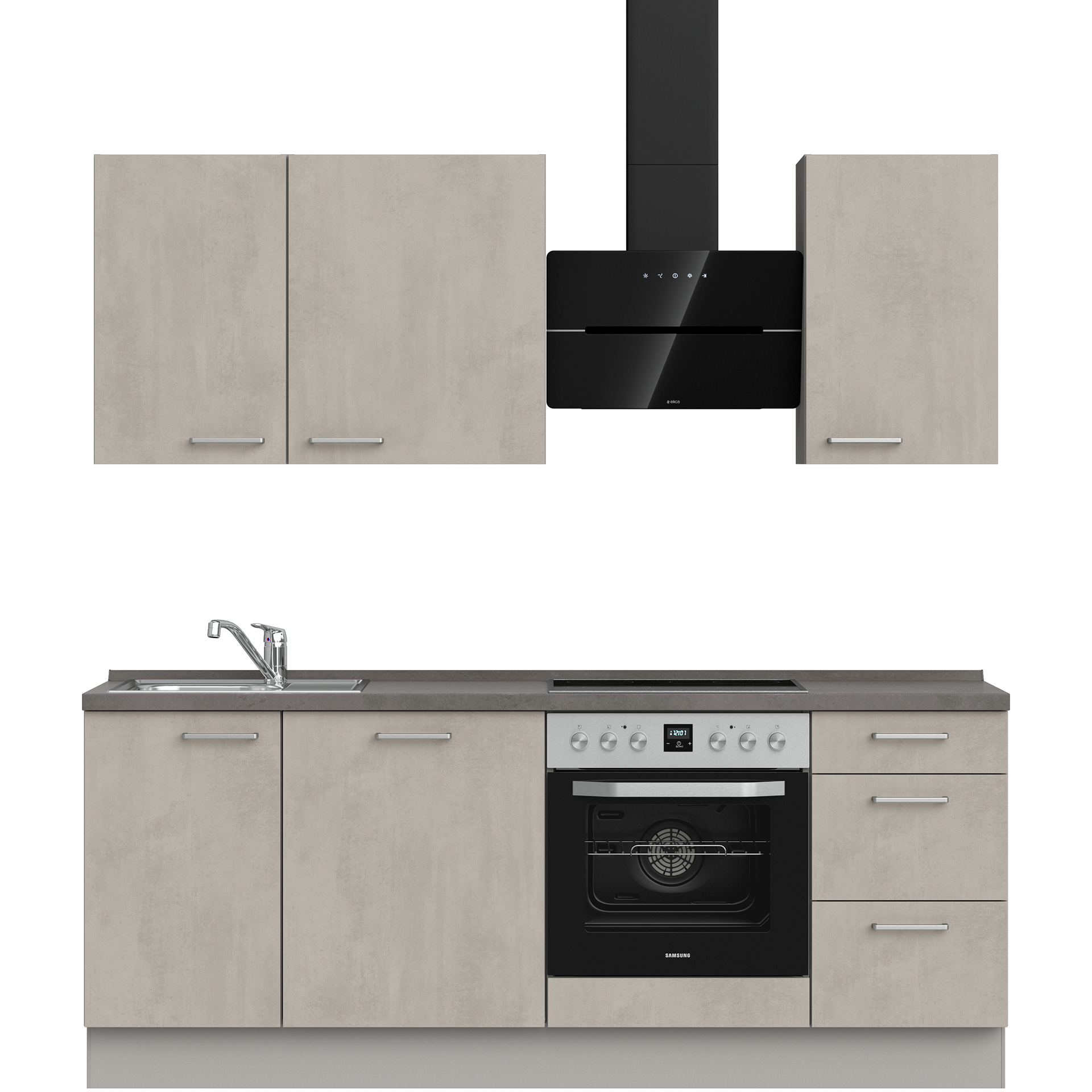 Nobilia Küchenzeile in Frontfarbe 892 Betongrau Nachbildung Riva