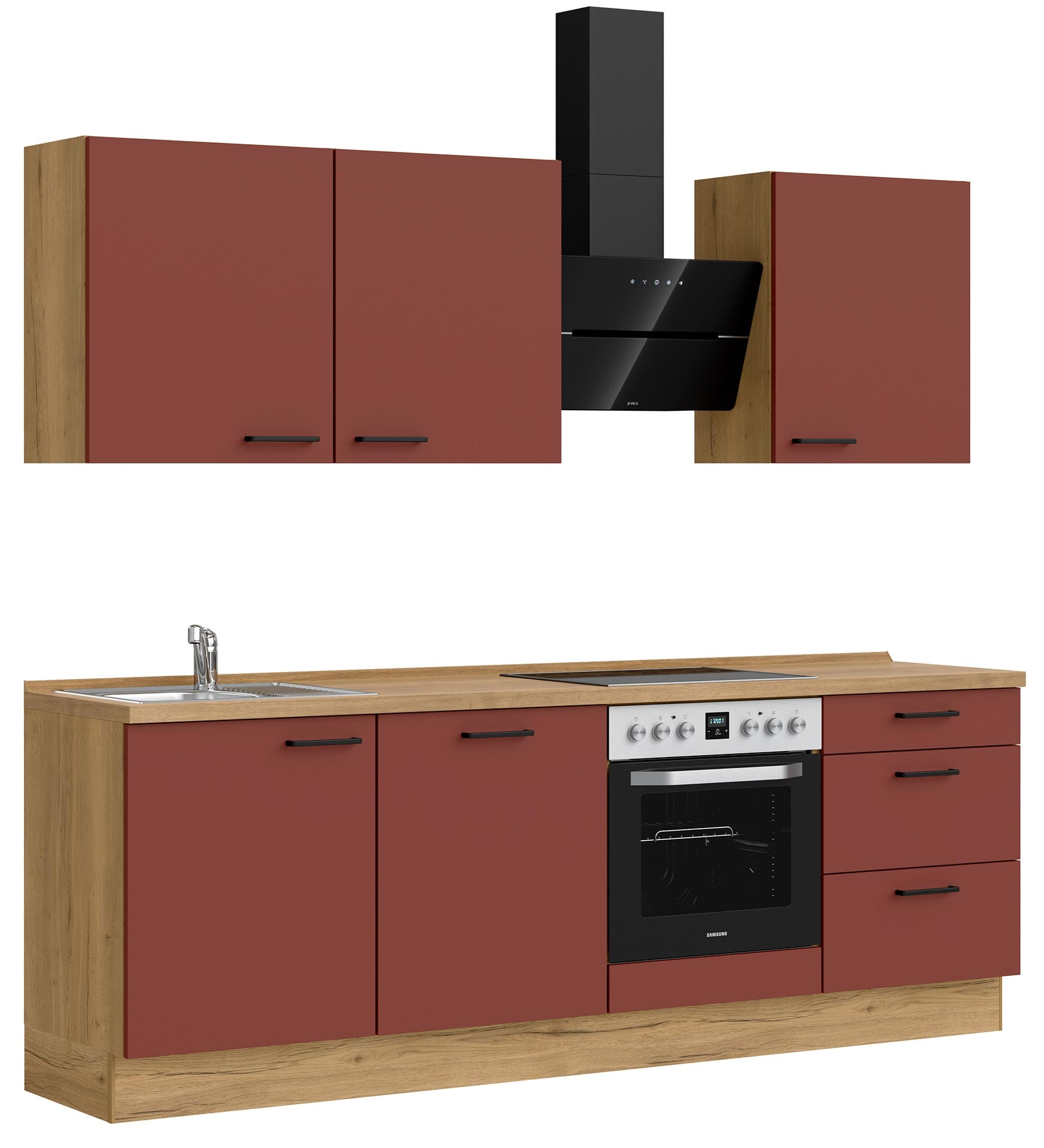 Nobilia Küchenzeile in Frontfarbe 963 Rostrot Ultramatt Easytouch