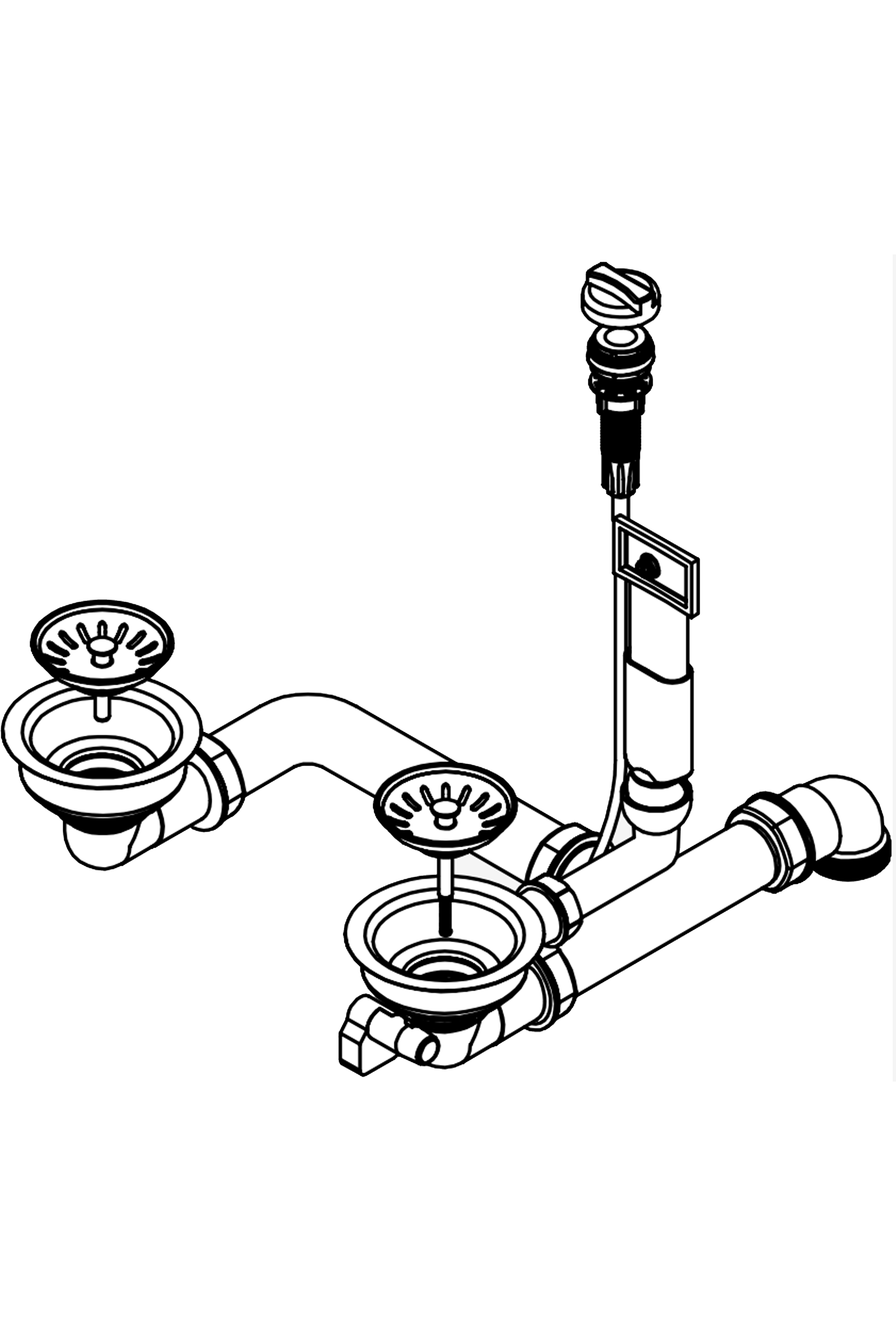Pyramis Drehexcenter-Siebkorbventil ∅92mm mit Überlauf im Becken & Siebkorbventil ∅92mm - 521015801