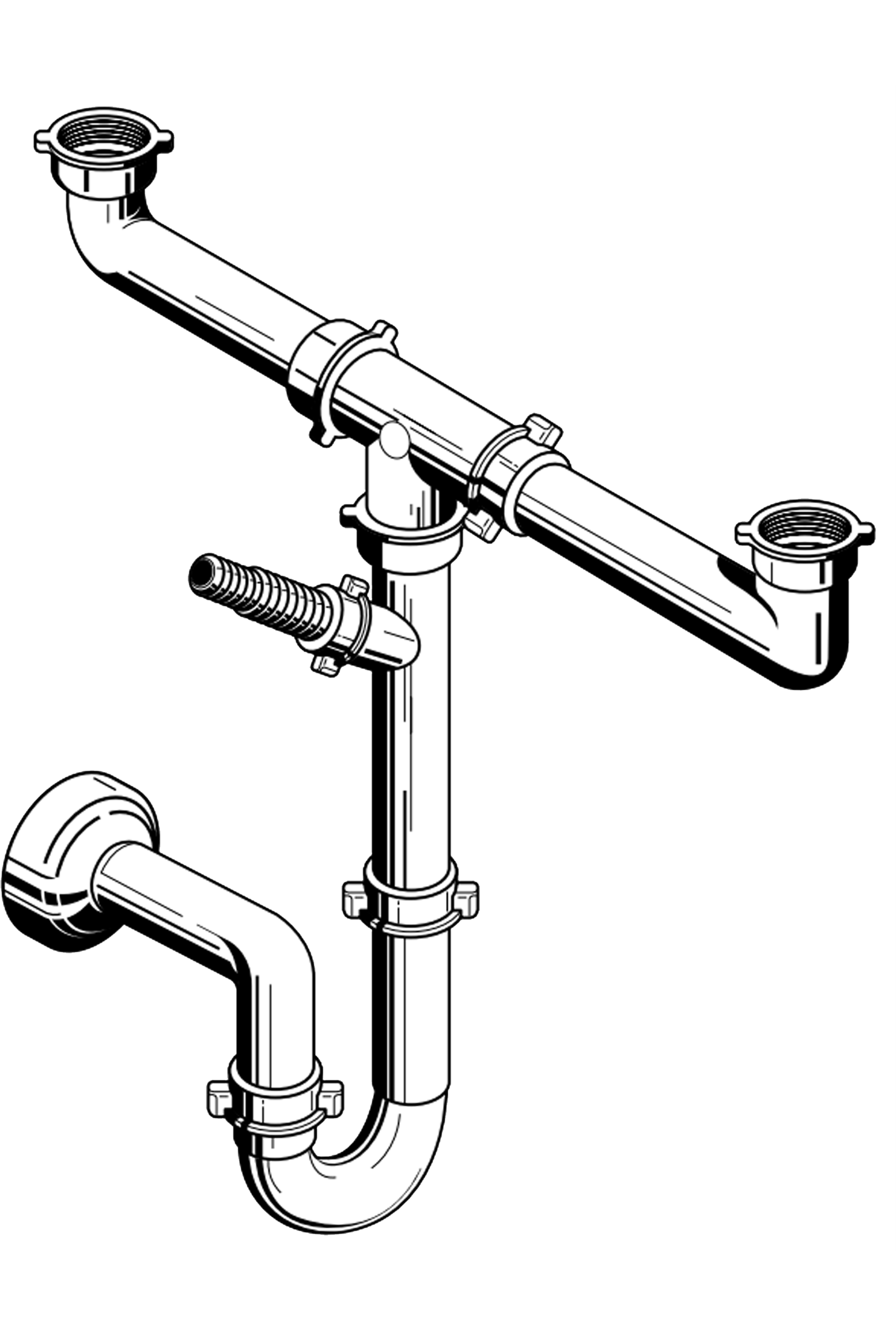 Pyramis Sifon für Spülen mit 2 Becken - 521055101