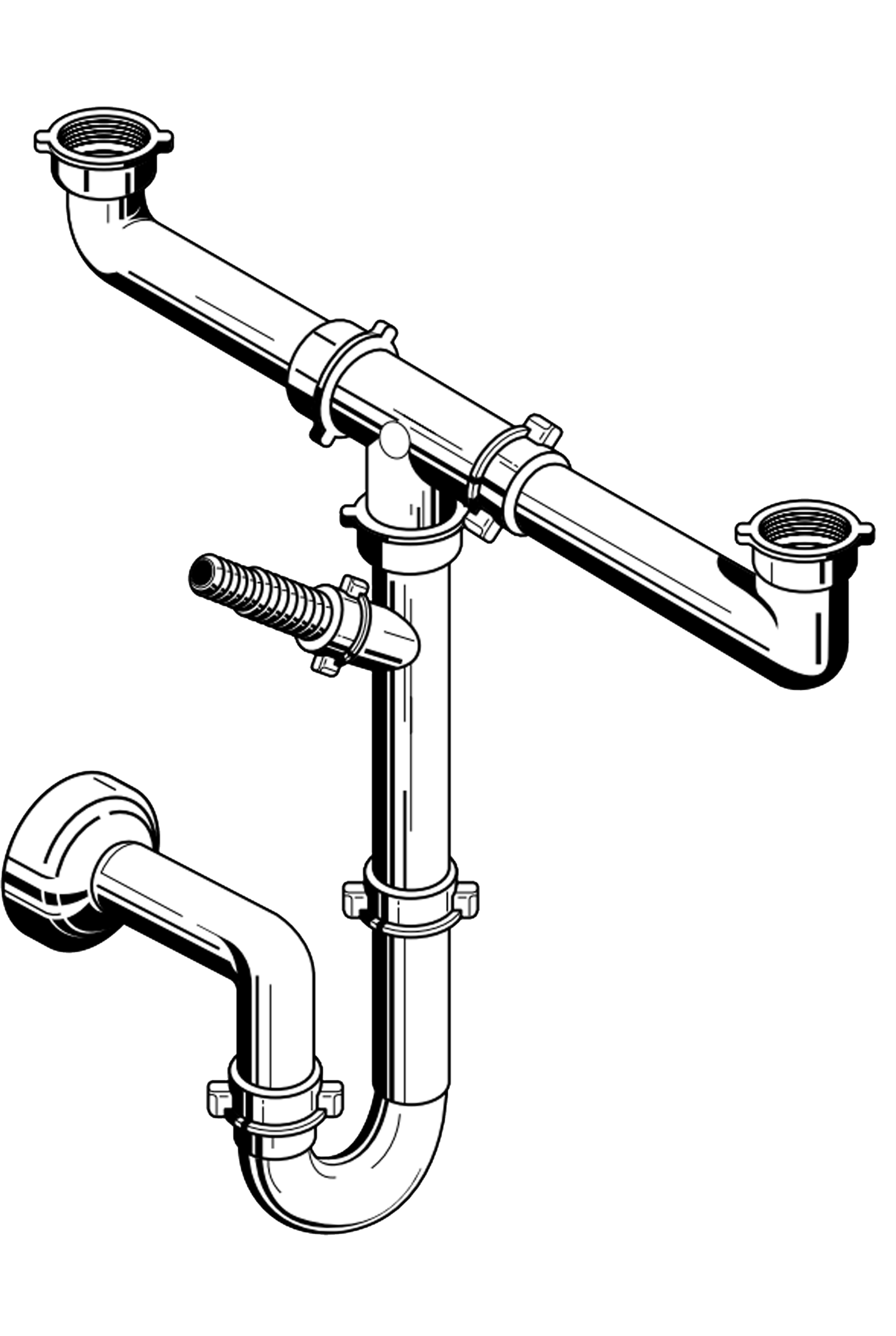 Pyramis 521055101 Sifon für Spülen mit 2 Becken