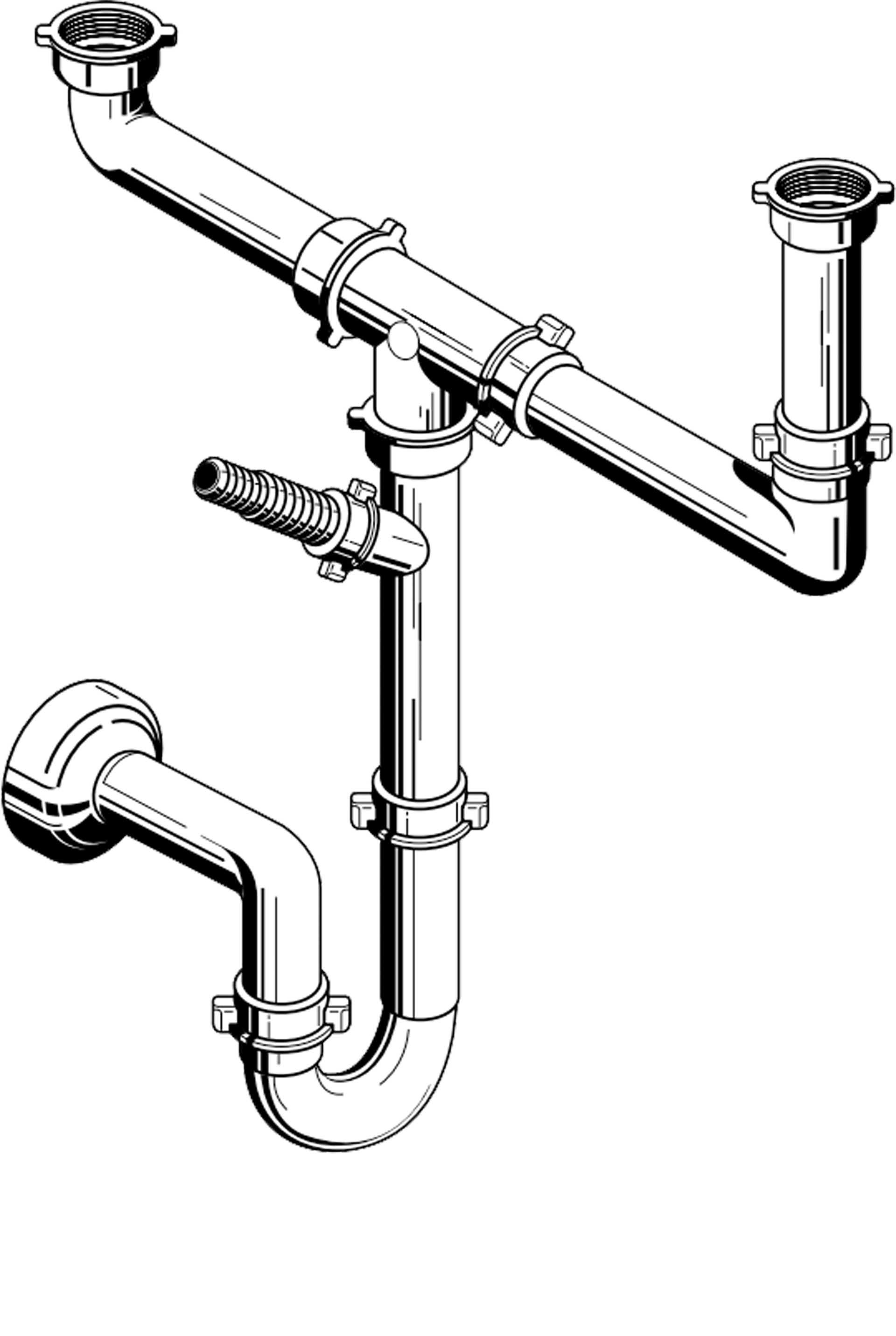 Pyramis Sifon für Spülen mit 1 1/2 Becken 521055201