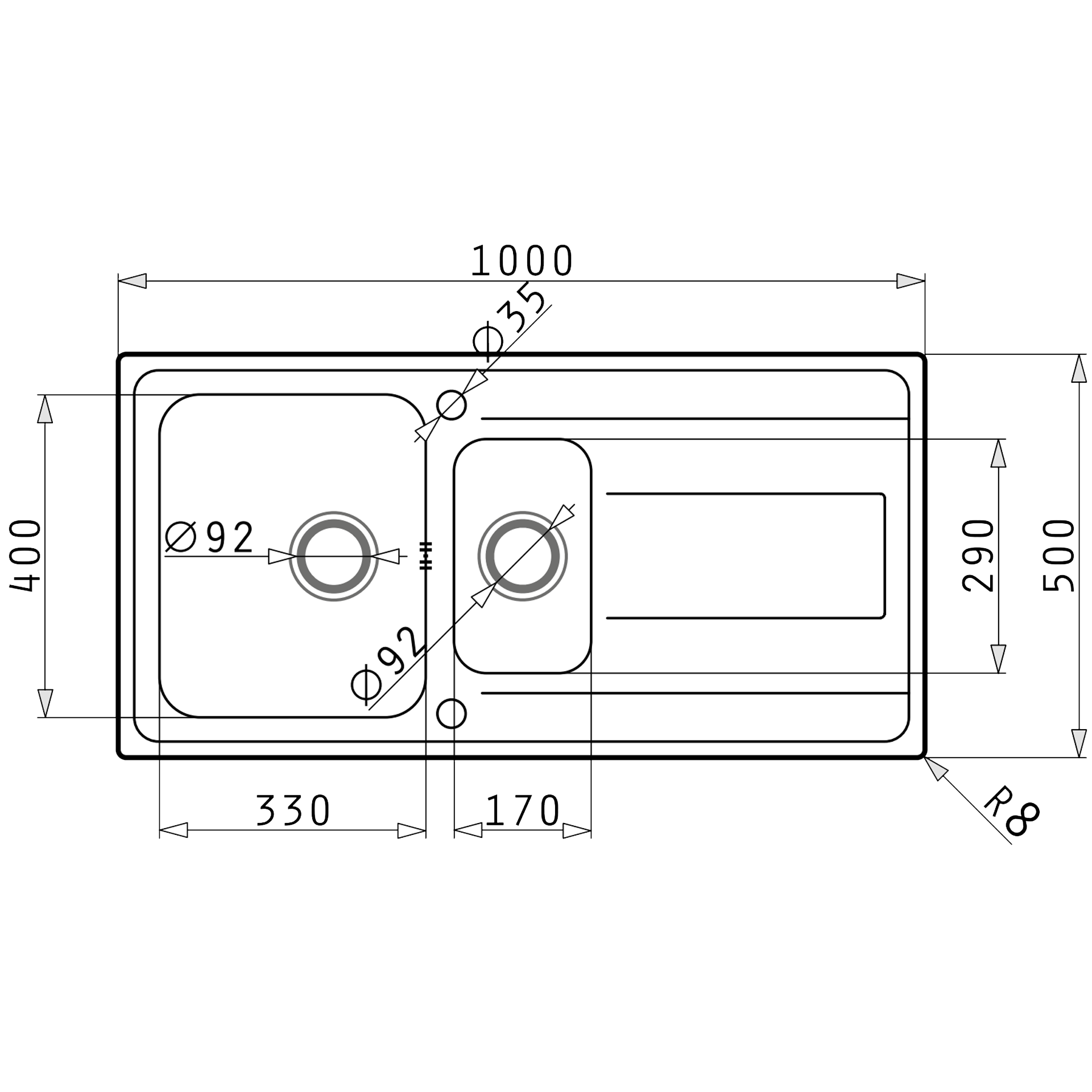 Pyramis ALEA (100×50) 1 1/2B 1D Skizze Maße