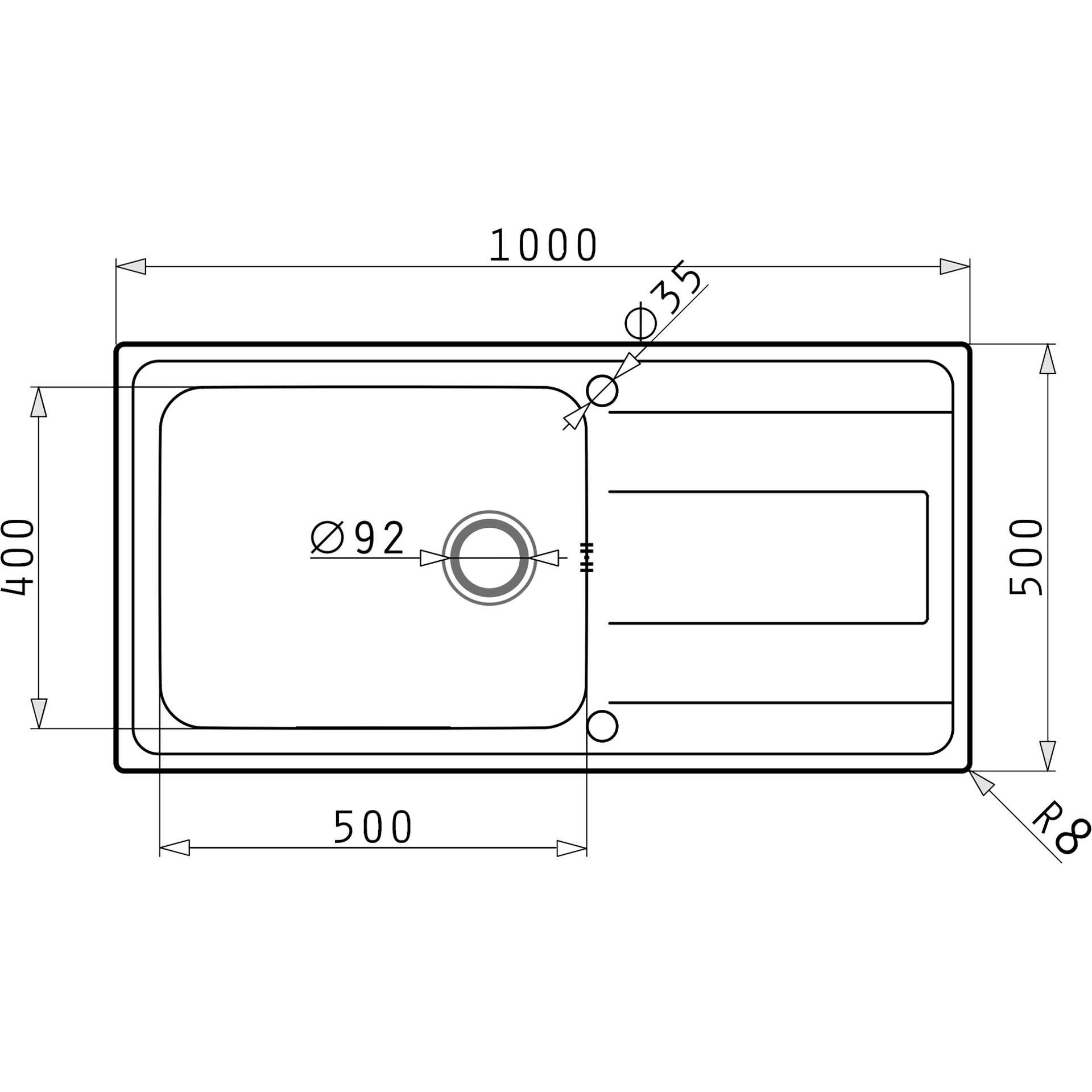Pyramis ALEA PLUS (100×50) 1B 1D Skizze Maße
