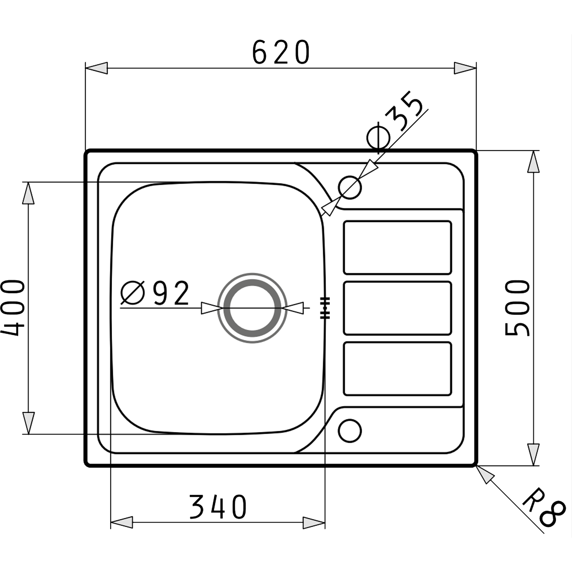 Pyramis ATHENA EXTRA (62×50) 1B 1D Einbau Skizze Maße