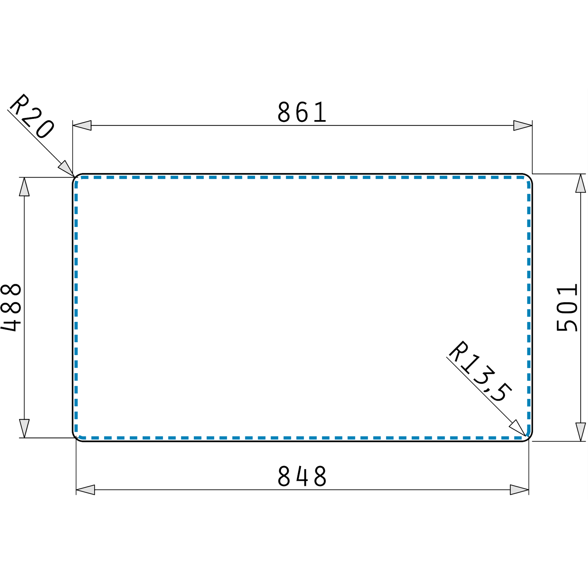 Pyramis ATHENA EXTRA (86×50) 1 1/4B 1D FB Skizze Flächenbündig