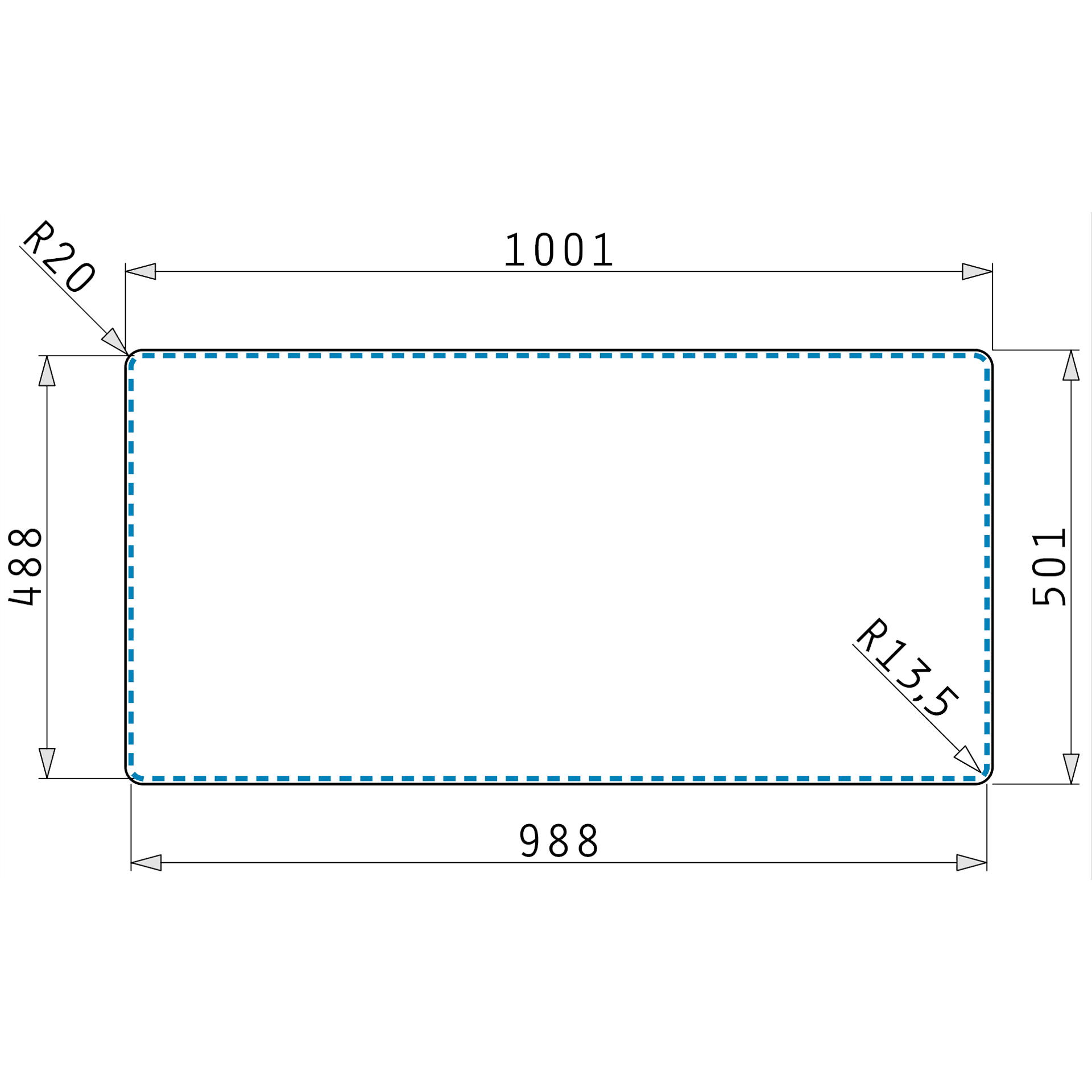 PyramisATHENA EXTRA (100×50) 1 1/2B 1D FB Skizze Flächenbündig