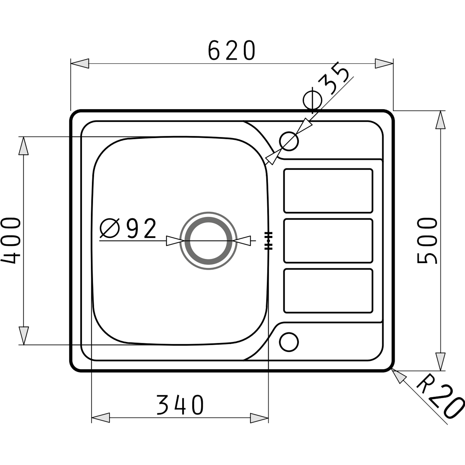 Pyramis ATHENA EXTRA (62×50) 1B 1D Einbau Skizze Maße