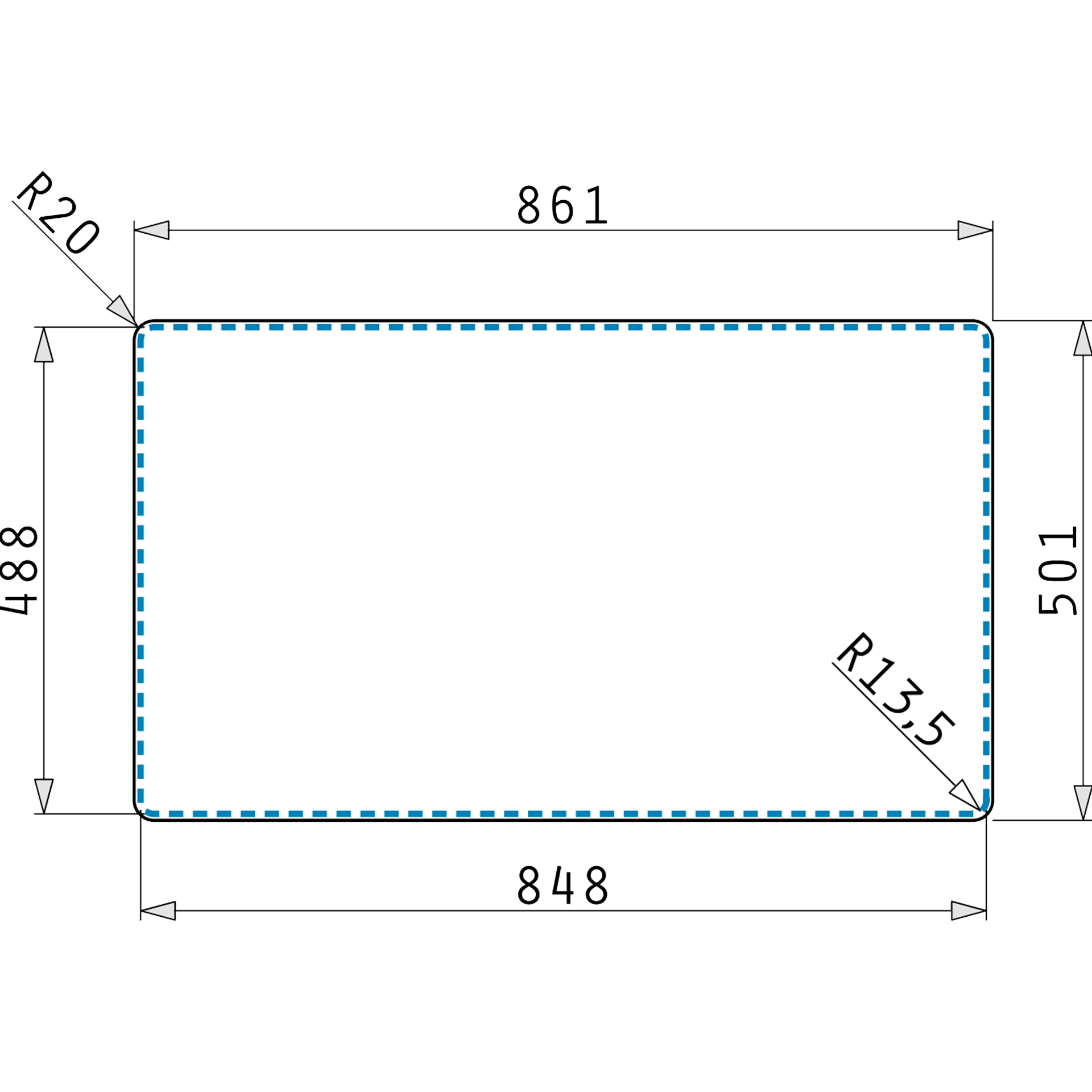 PyramisATHENA EXTRA (86×50) 1B 1D FB FB Skizze Flächenbündig