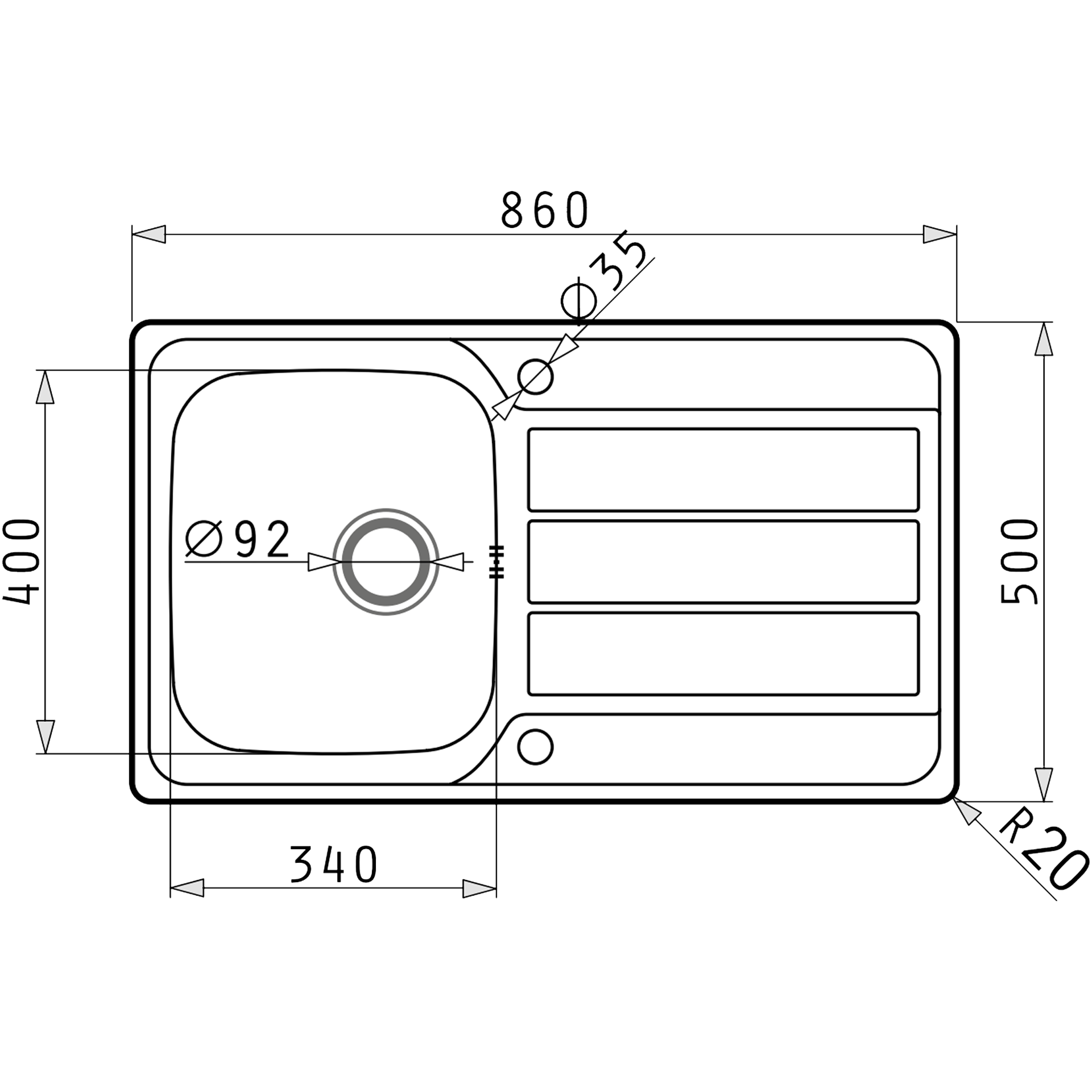 Pyramis ATHENA EXTRA (86×50) 1B 1D FB Skizze Maße