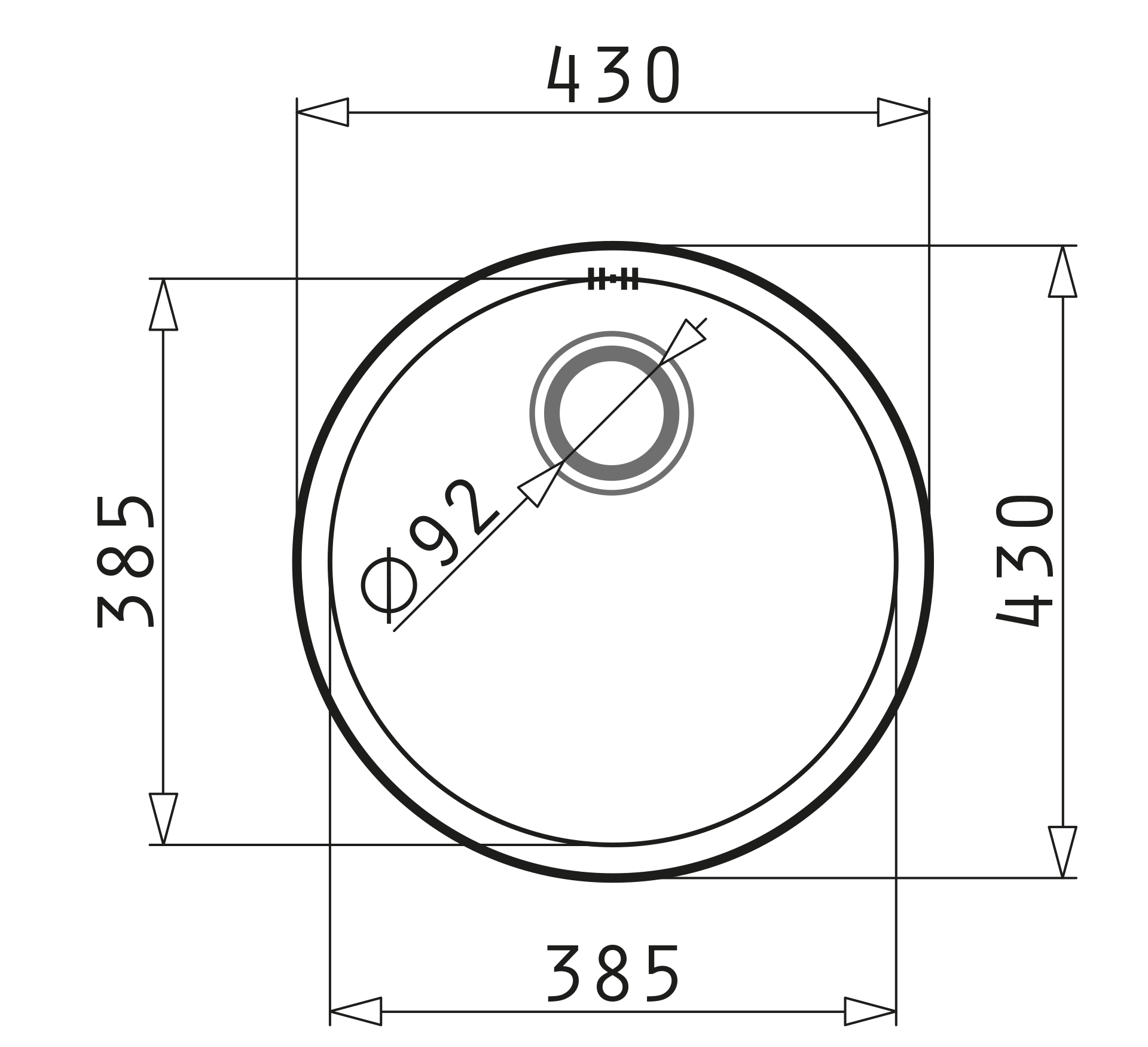 Pyramis CR FB (∅43) Skizze Maße