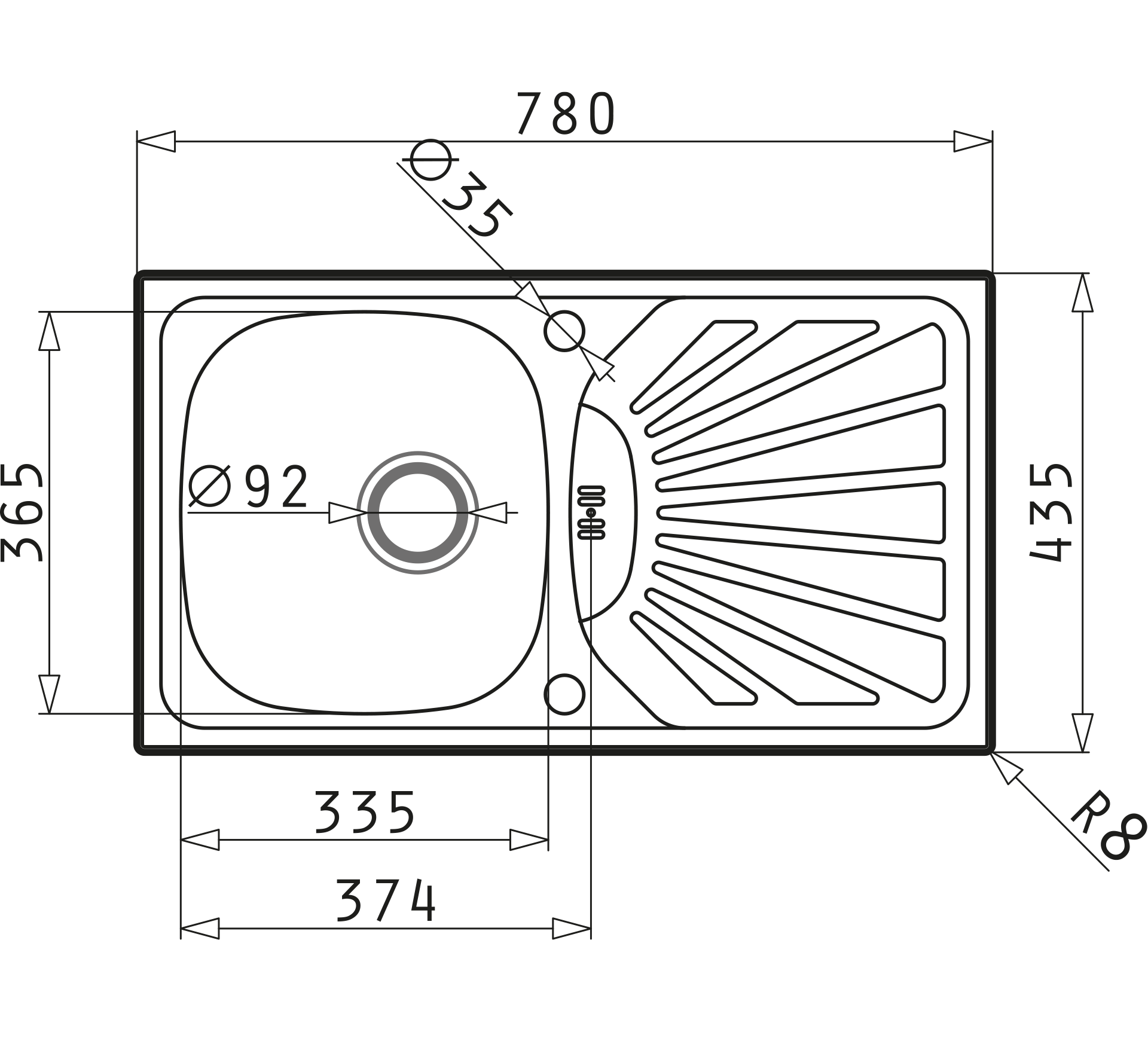 Pyramis ET78 (78×43,5) MARGARITA Skizze Maße