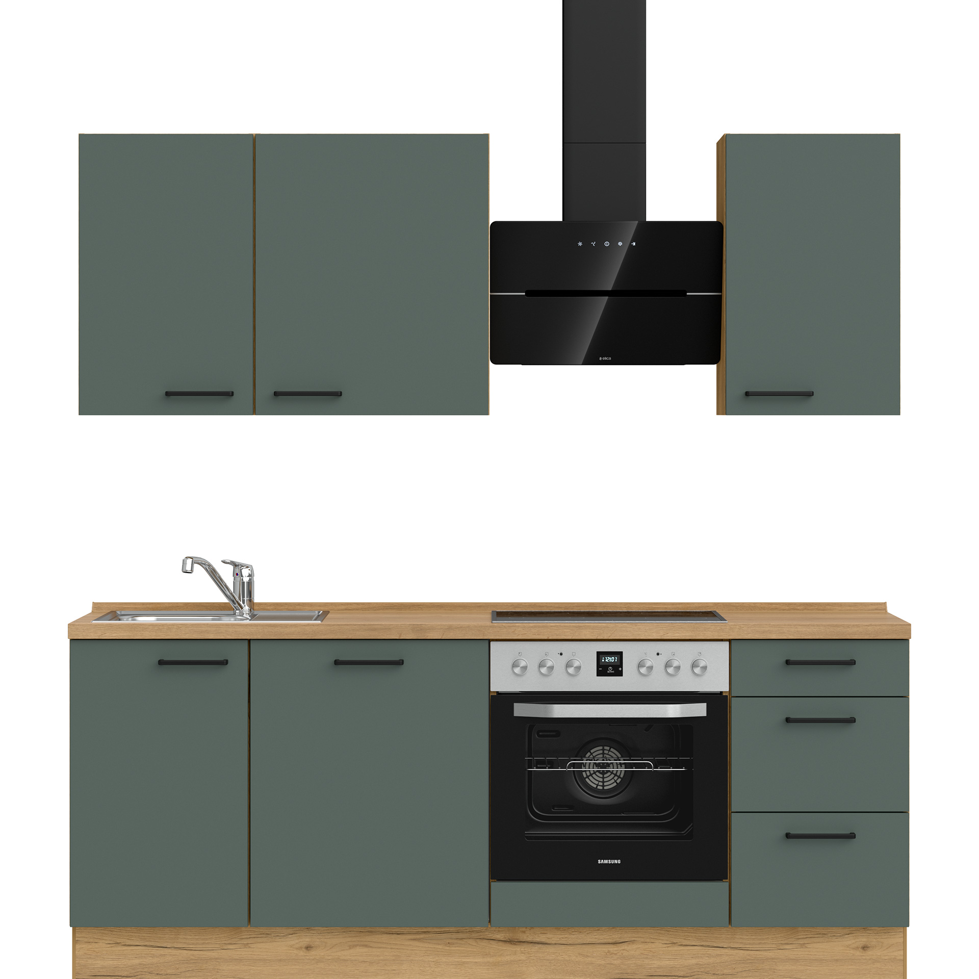 Nobilia Küchenzeile in Lacklaminat 964 Mineralgrün Easytouch