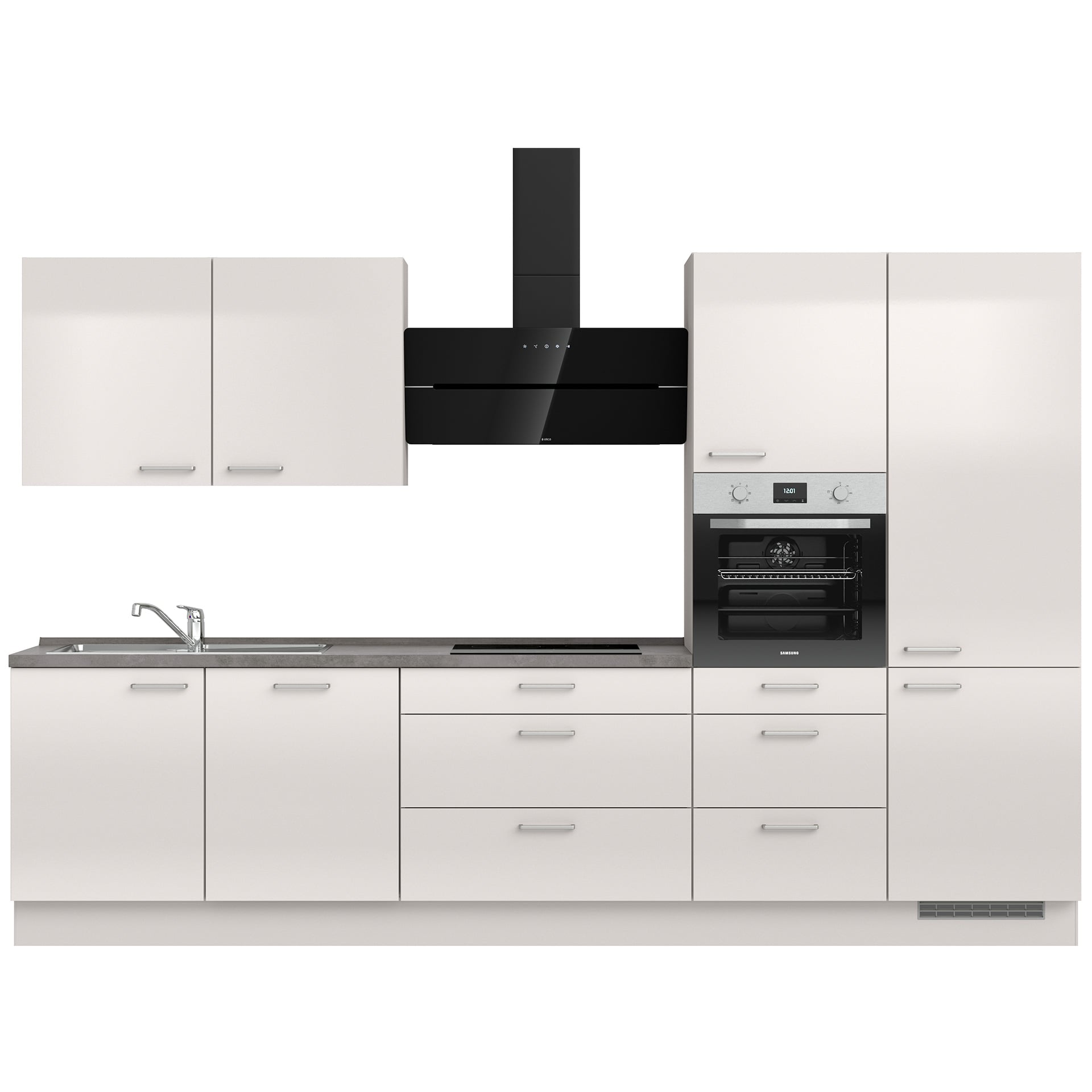 Nobilia Küche in Frontfarbe 455 Seidengrau Hochglanz Lacklaminat Flash