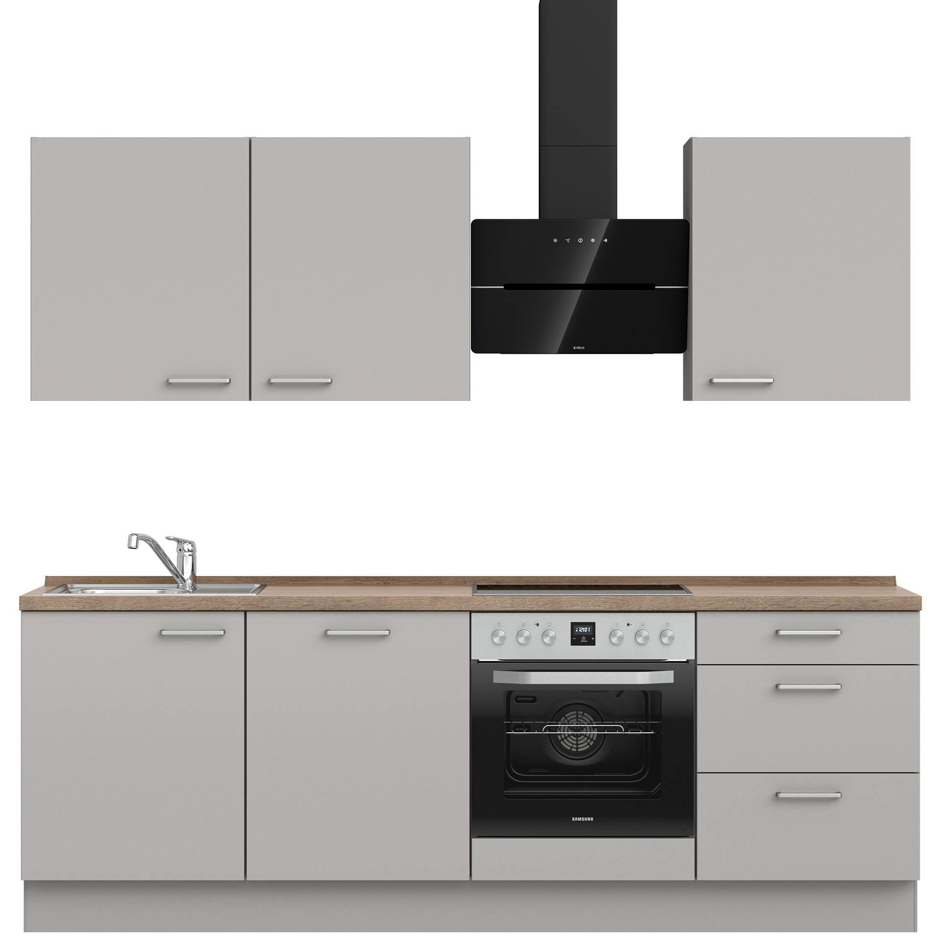 Nobilia Küchenzeile in Frontfarbe 341 Lacklaminat Steingrau supermatt