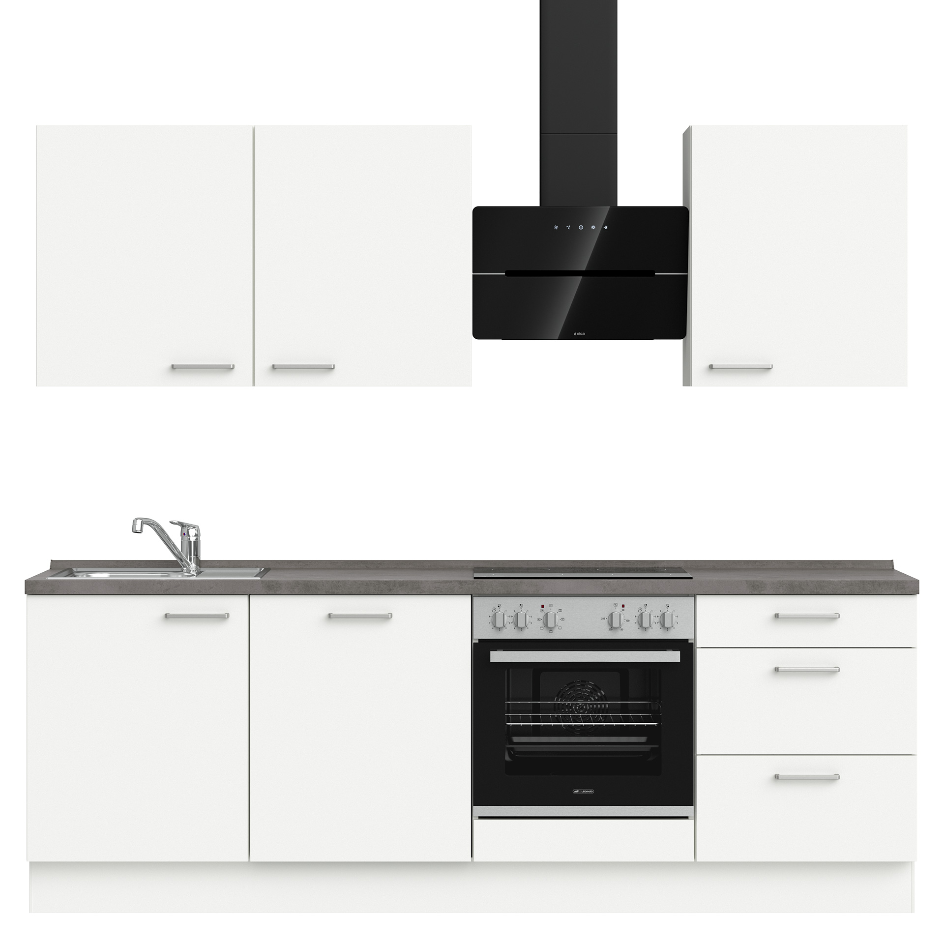 Nobilia Küchenzeile in Alpinweiß Supermatt Touch & Beton Schiefergrau