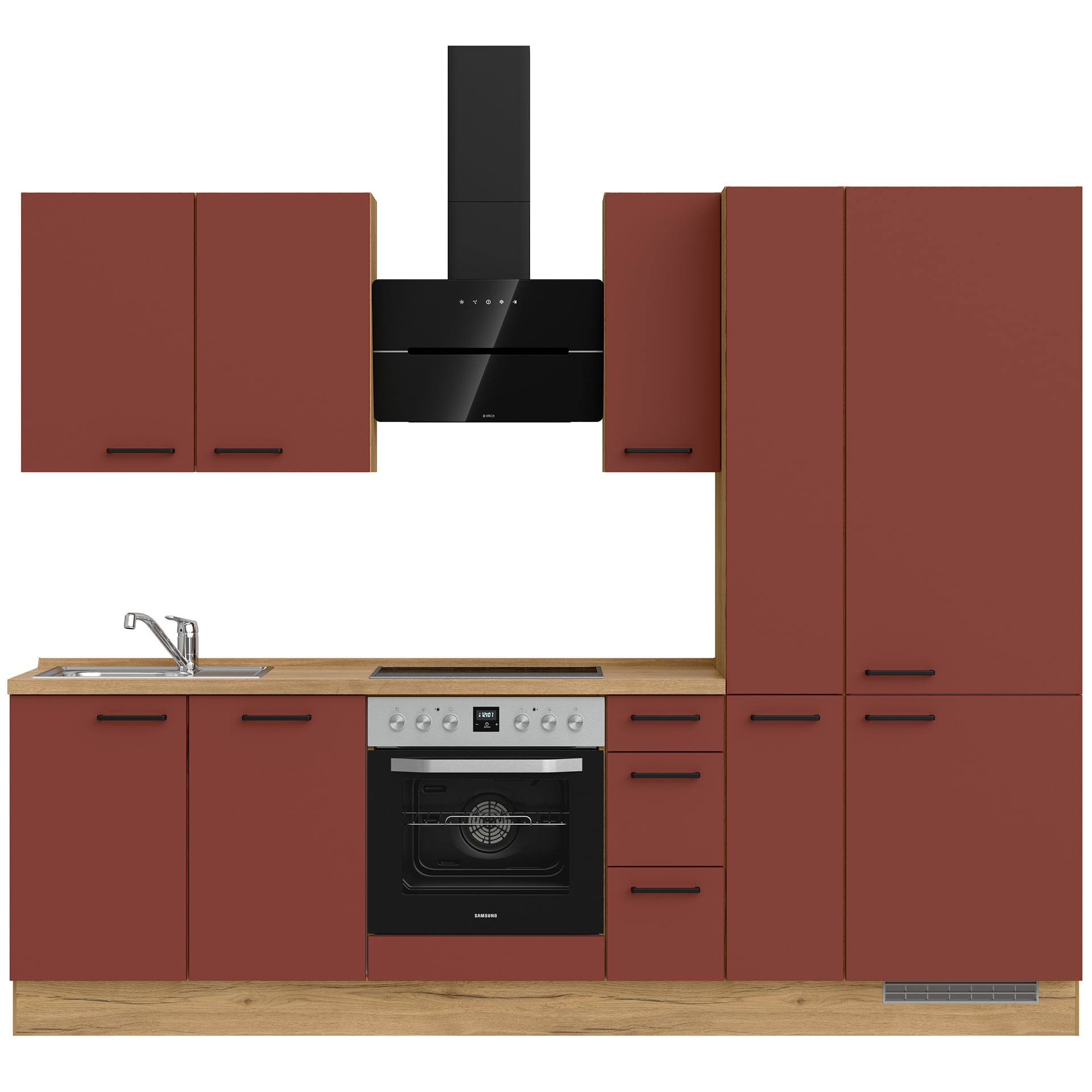 Nobilia Küchenzeile in Frontarbe Lacklaminat 963 Rostrot Ultramatt Easytouch