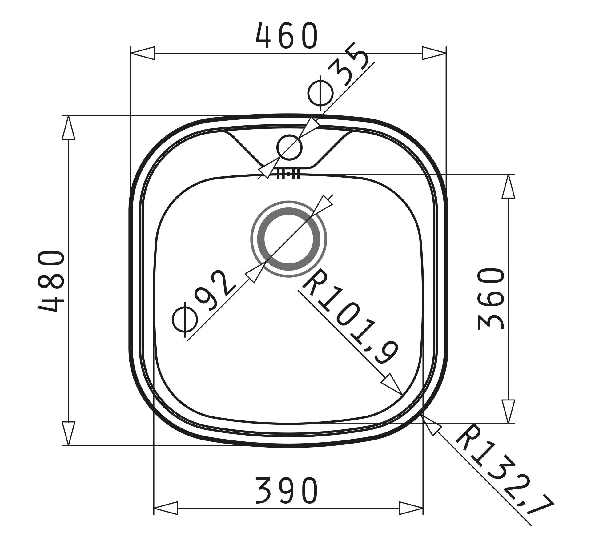 Pyramis KANIA (46×48) Skizze Maße