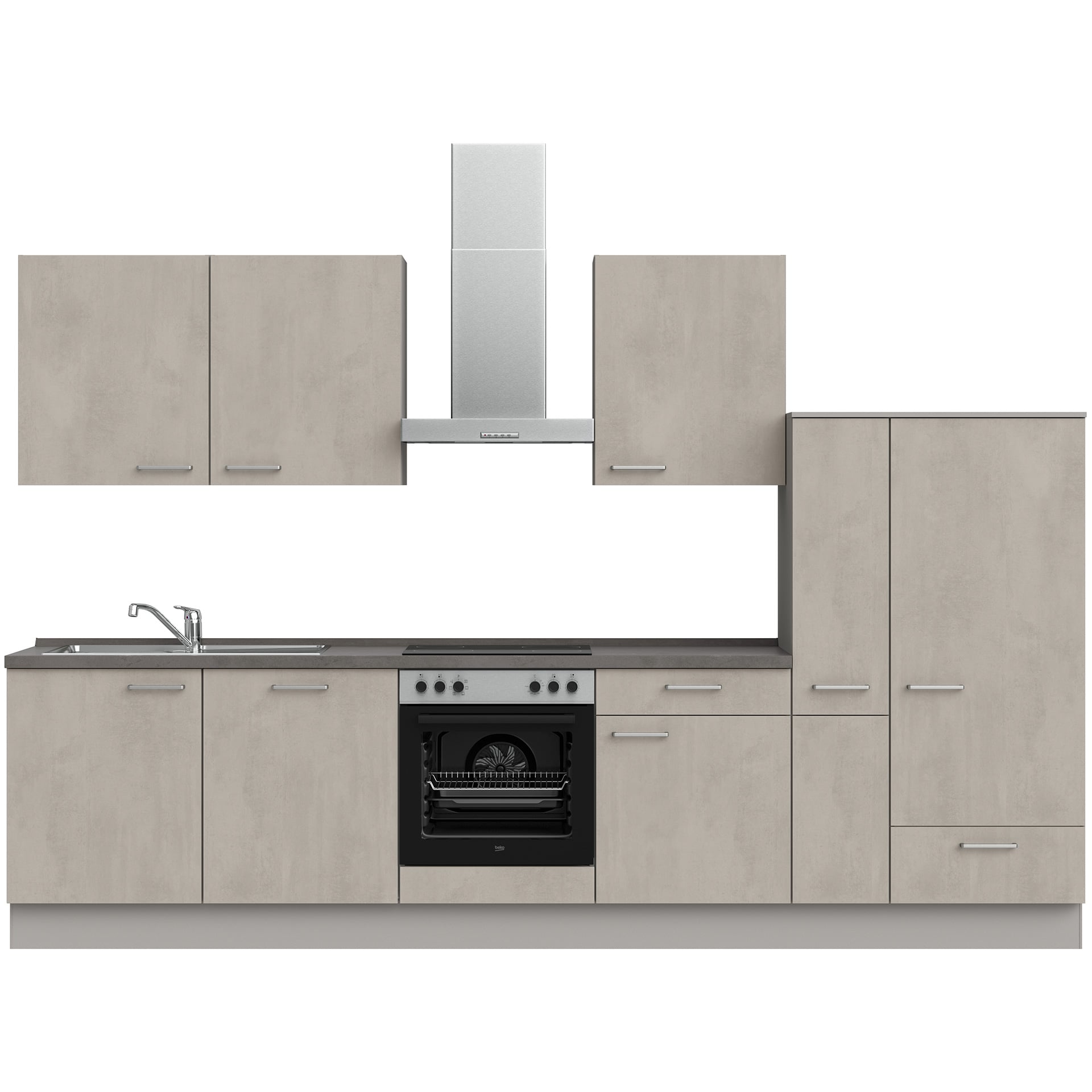 Nobilia Küchenzeile in Frontfarbe 892 Betongrau Nachbildung Riva