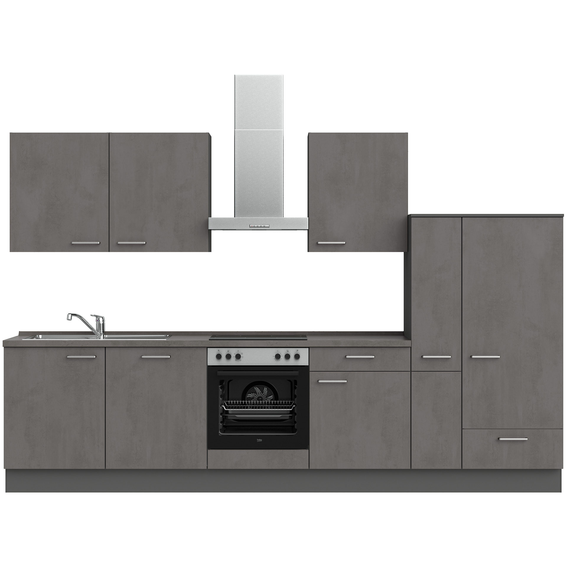 Nobilia Küchenzeile in Frontfarbe 889 Beton Schiefergrau Nachbildung Riva