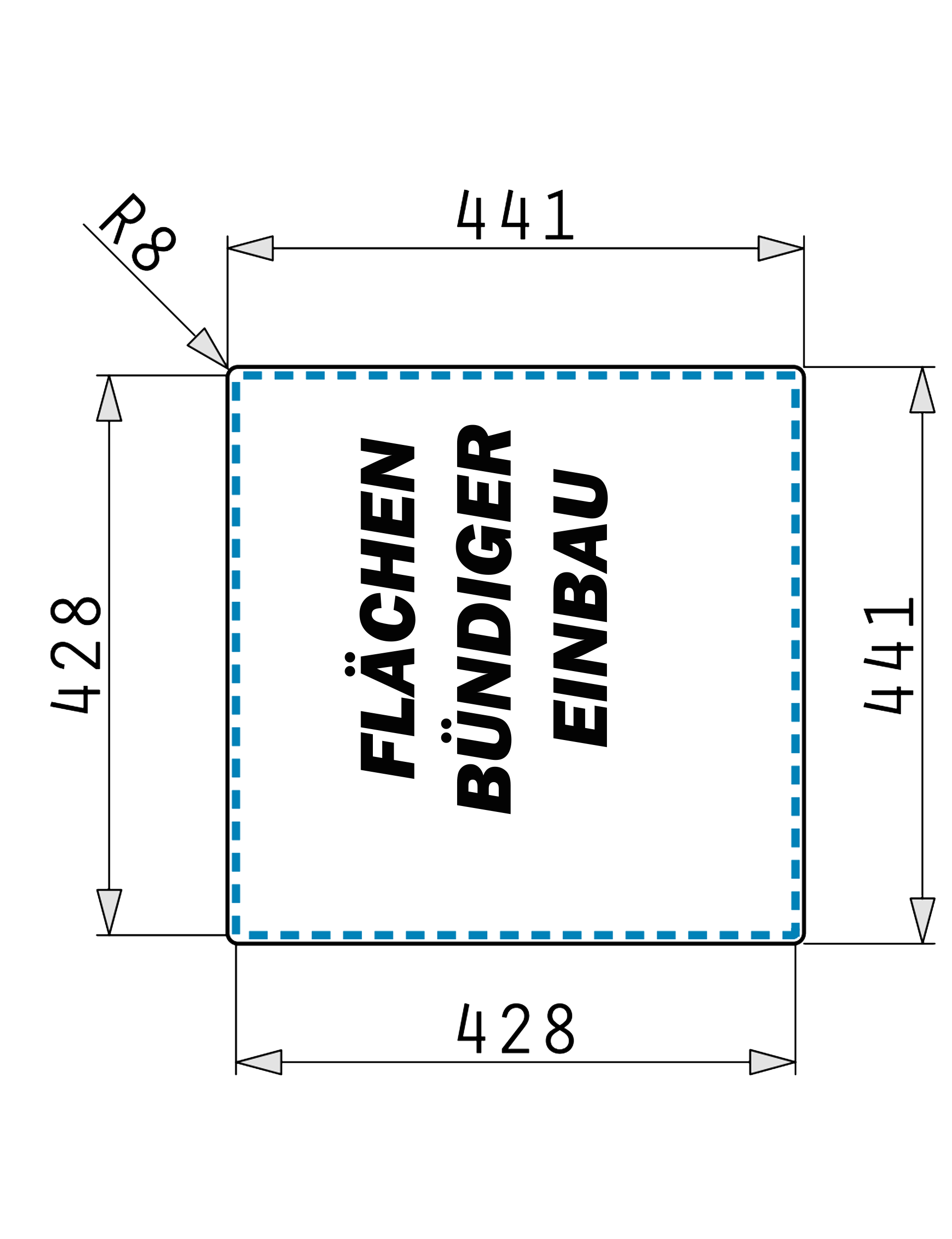 Pyramis LUME (40×40) 1B Skizze Flächenbündig