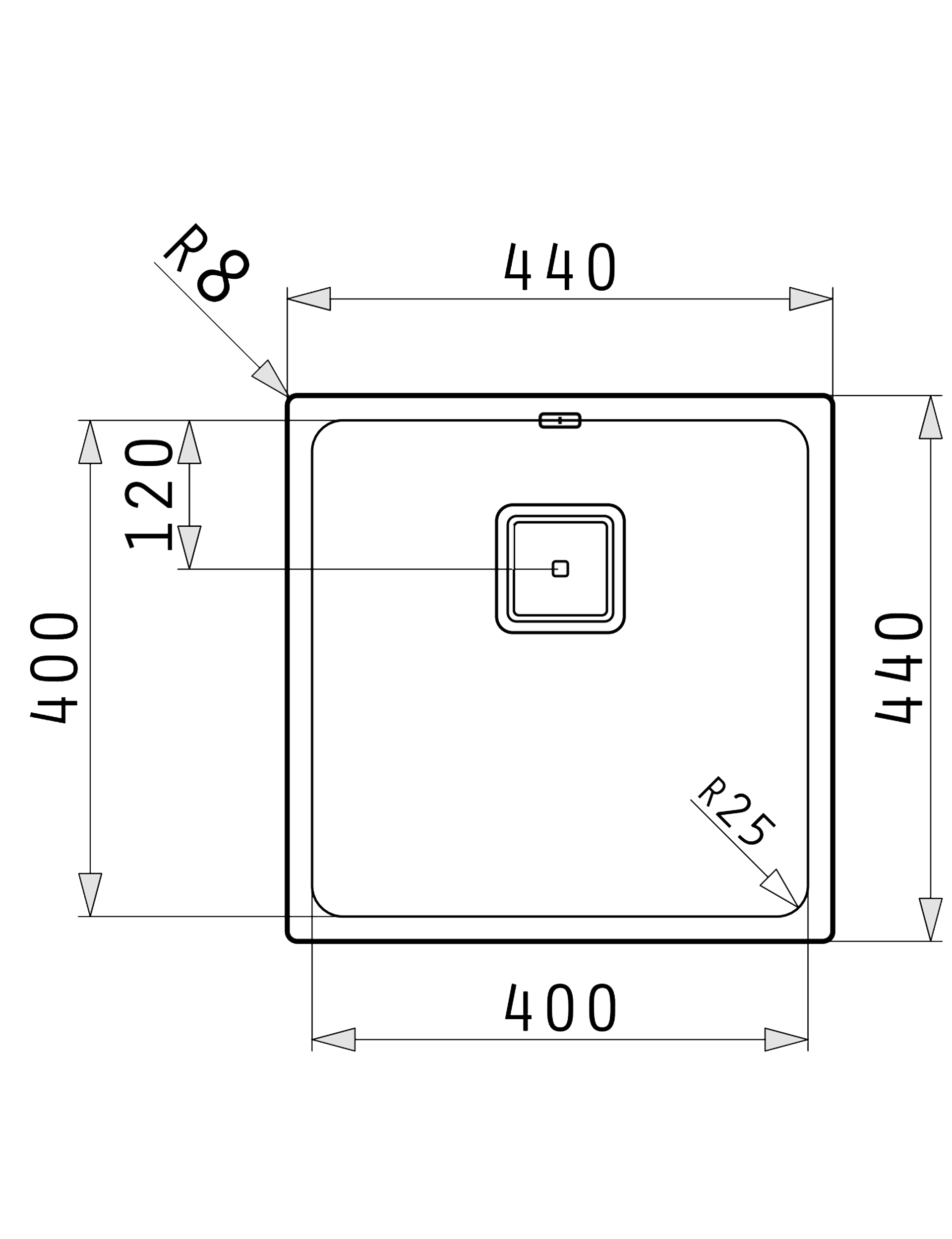 Pyramis LUME (40×40) 1B Skizze Maße
