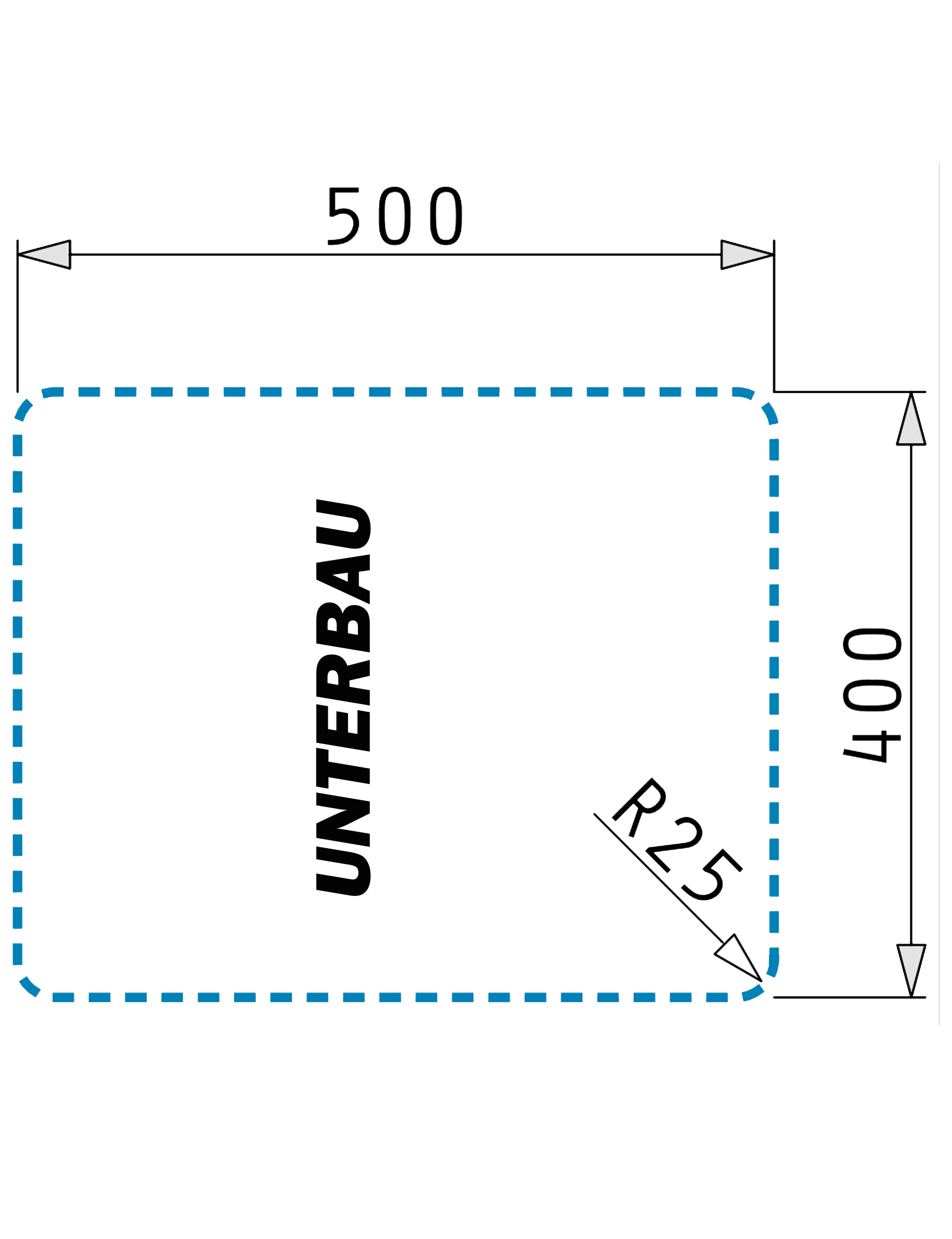 Pyramis LUME (50×40) 1B Skizze Maße Einbau