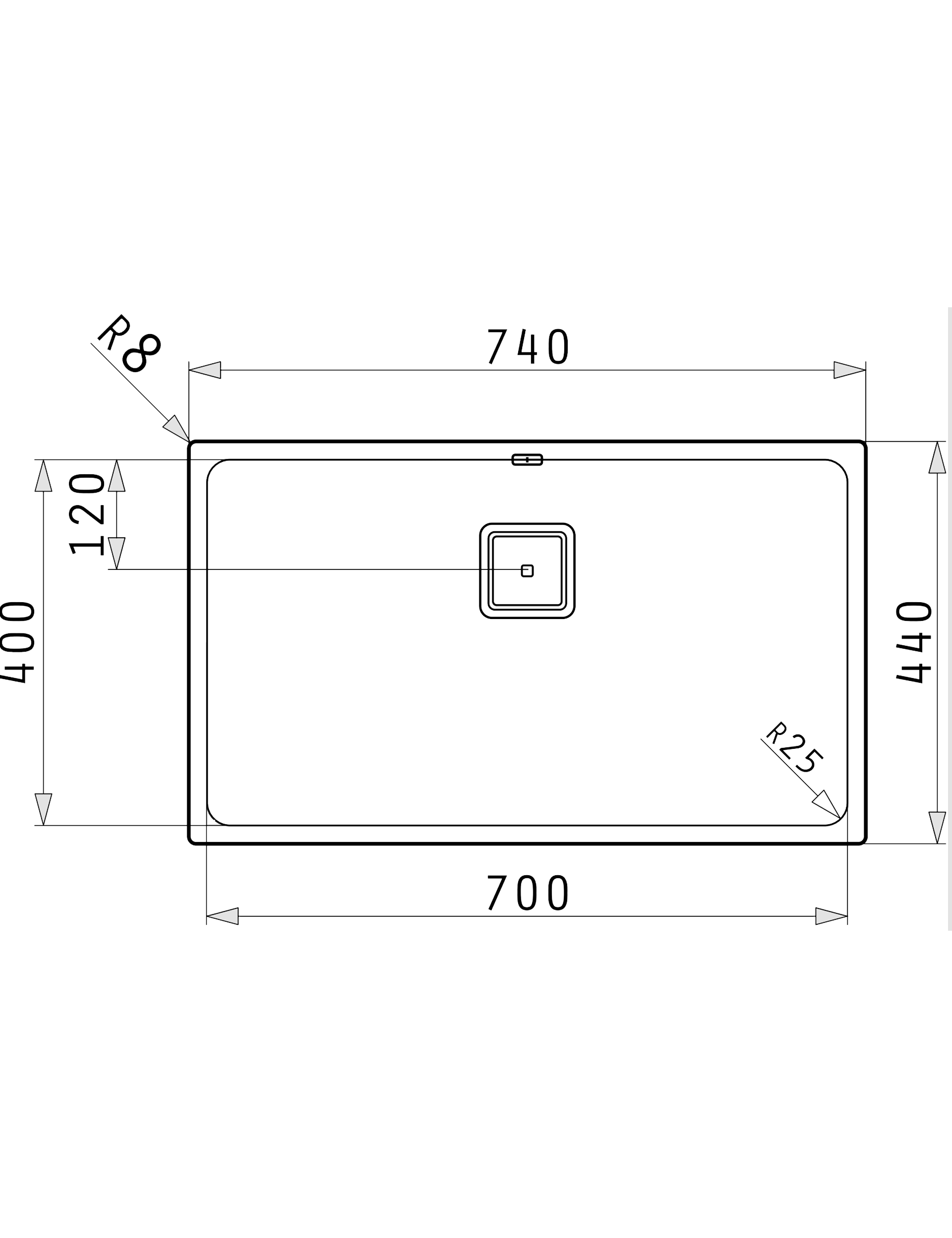 Pyramis LUME (70×40) 1B Skizze Maße