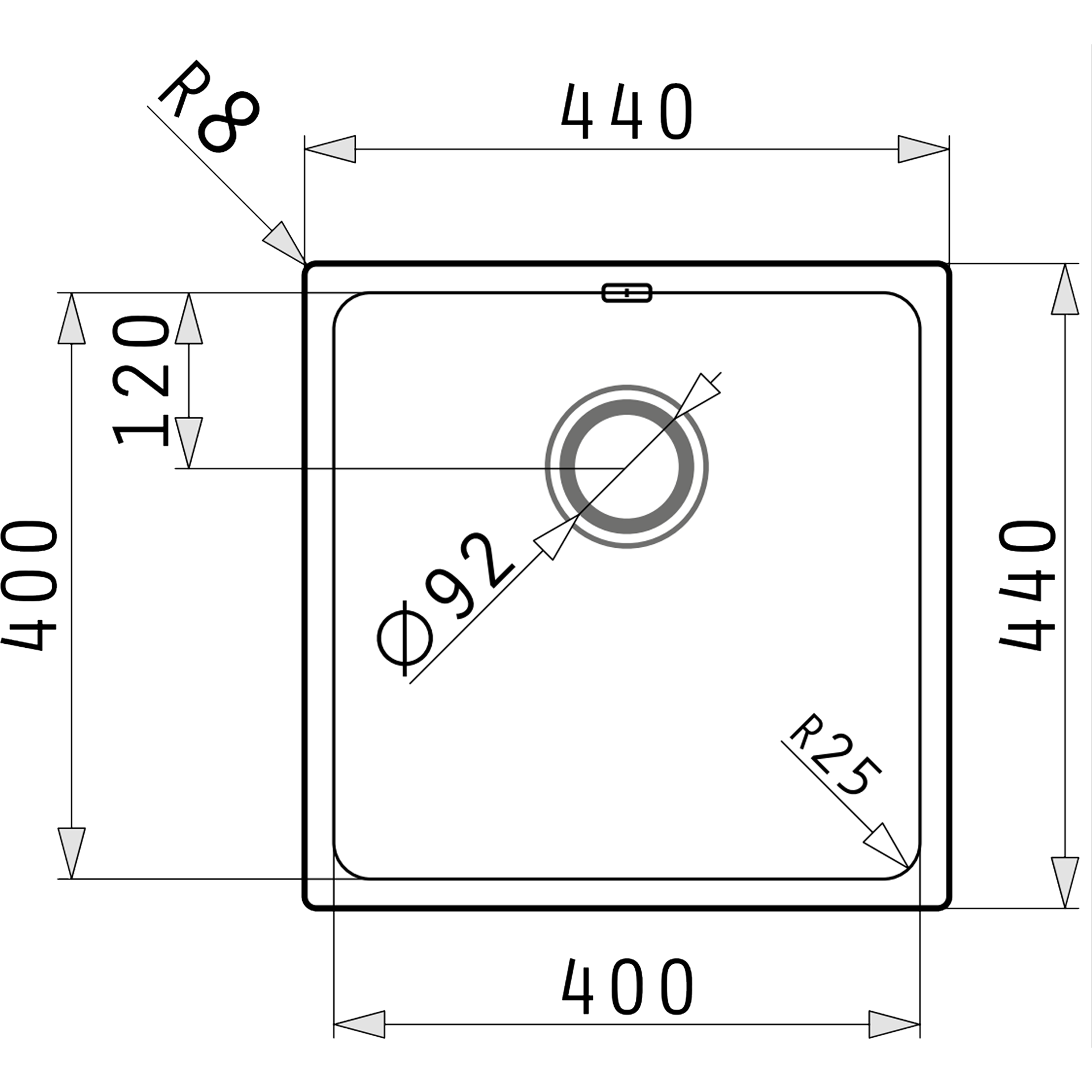 Pyramis LYDIA (40×40) 1B Skizze Maße
