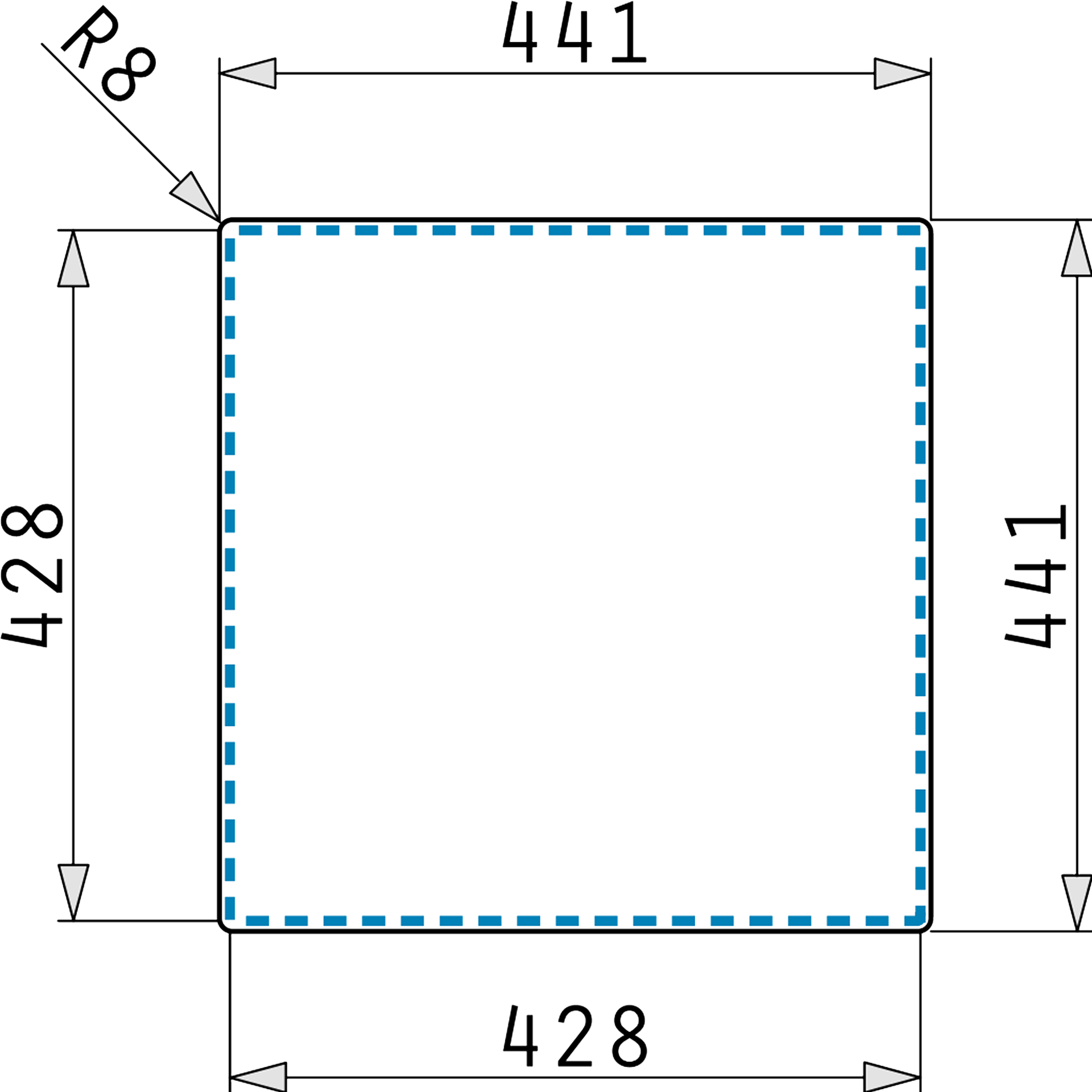 Pyramis LYDIA (40×40) 1B Skizze Flächenbündig
