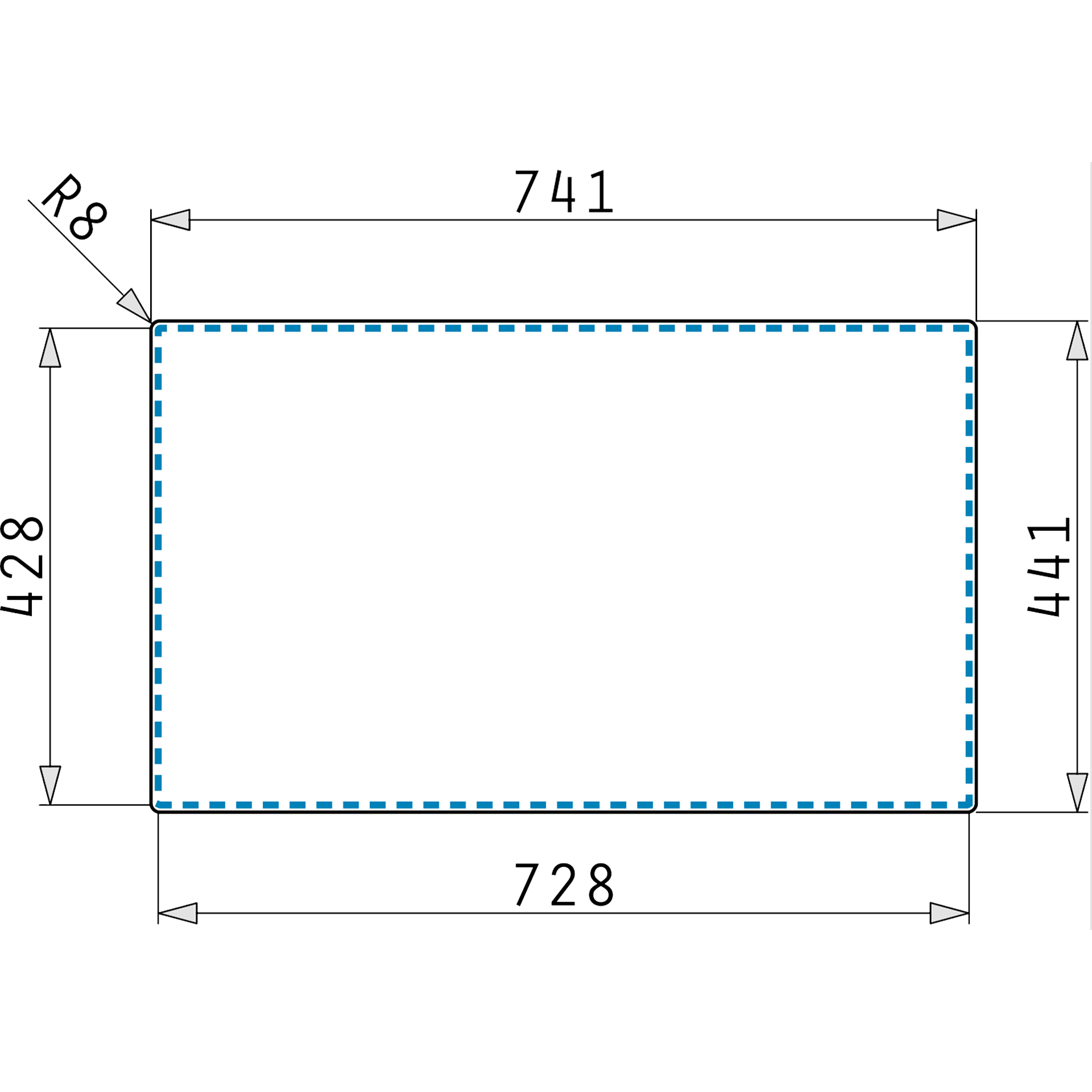 Pyramis LYDIA (70×40) 1B Skizze Flächenbündig