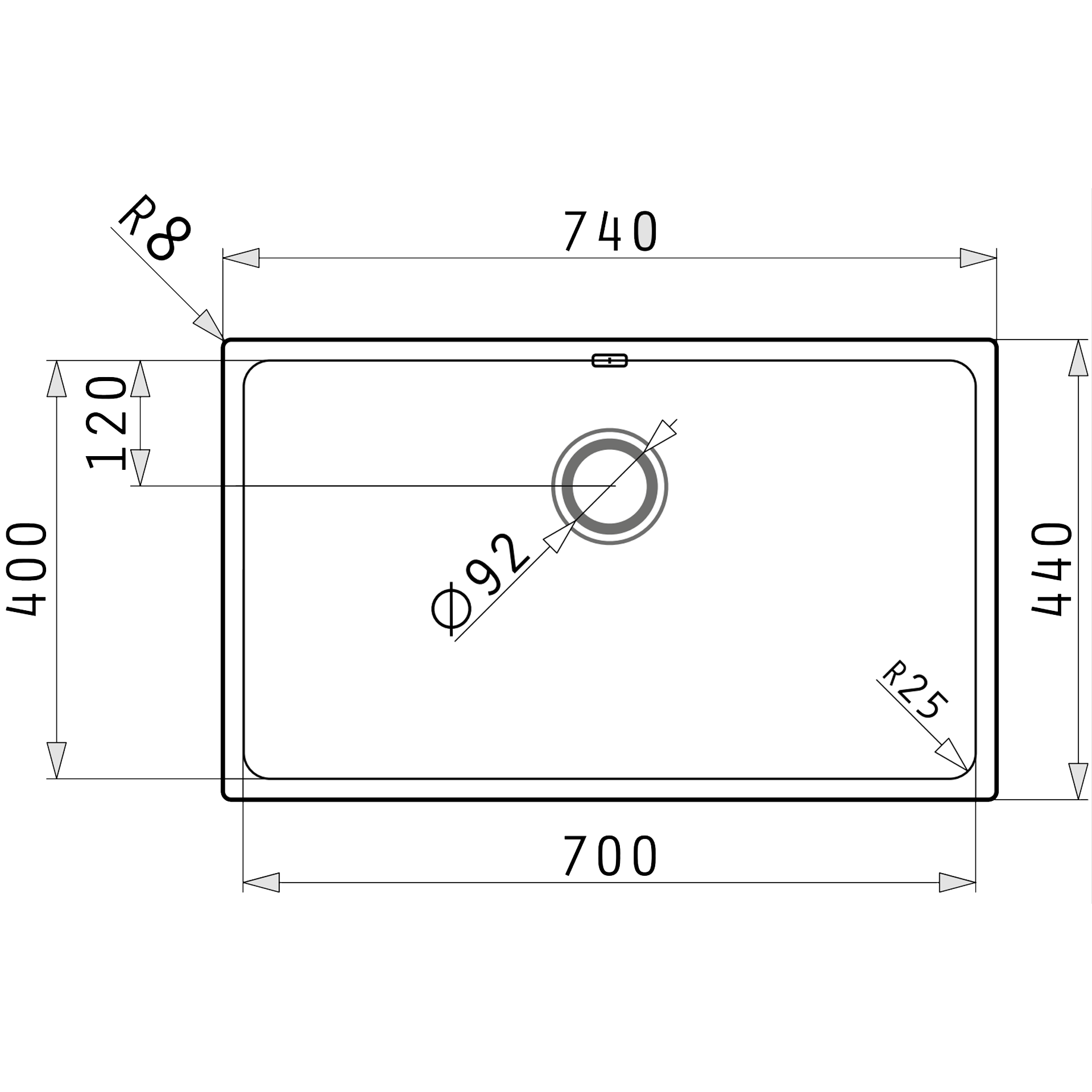 Pyramis LYDIA (70×40) 1B Skizze Maße
