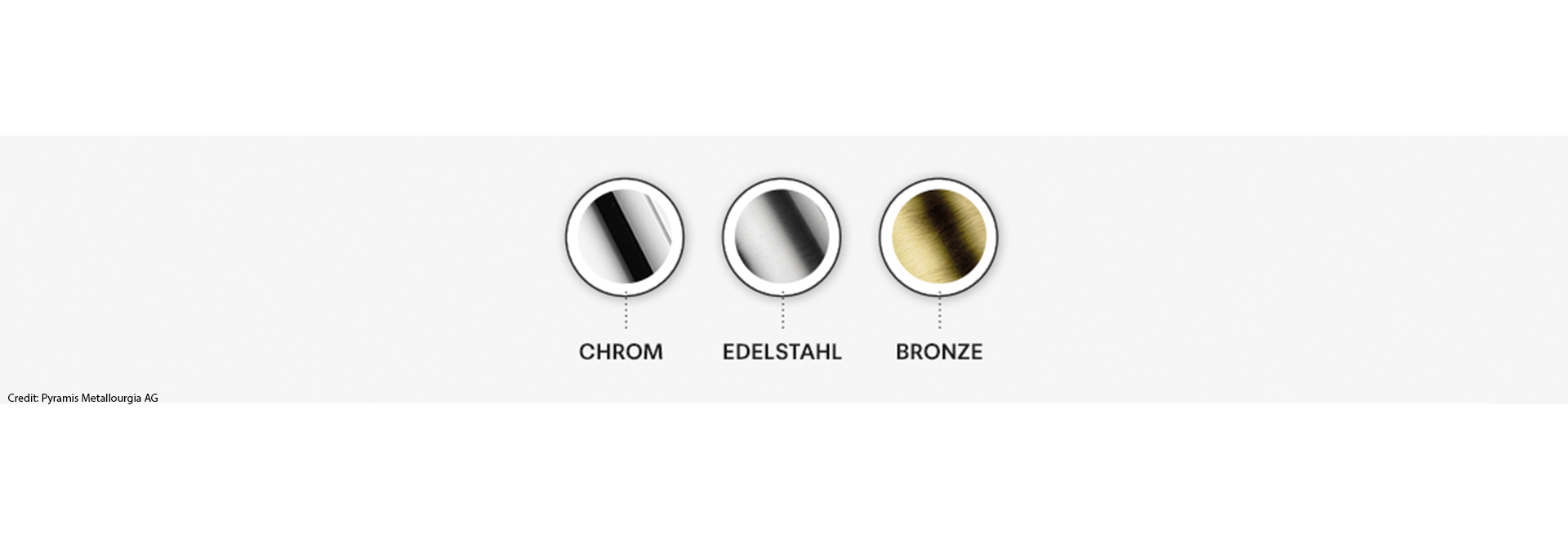 Pyramis Armaturen Materialien u.a. Chrom, Edelstahl, Bronze