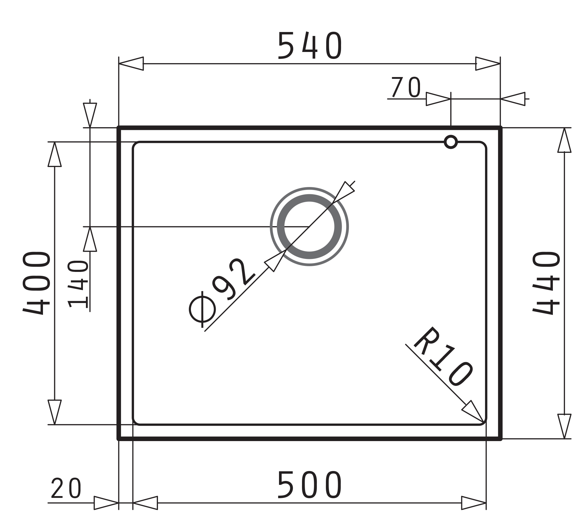 Pyramis PYRAGRANITE TETRAGON (50X40) 1B_L Skizze Masse