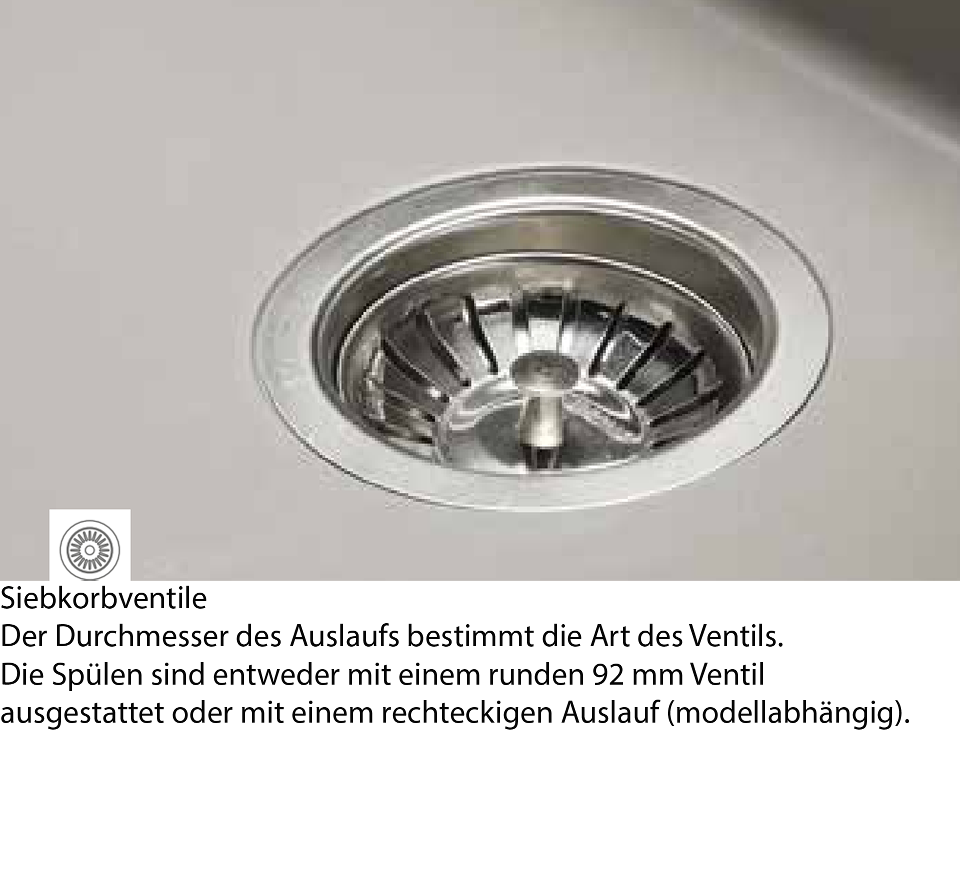 Pyramis Pyragranit Spülen Siebkorbventil