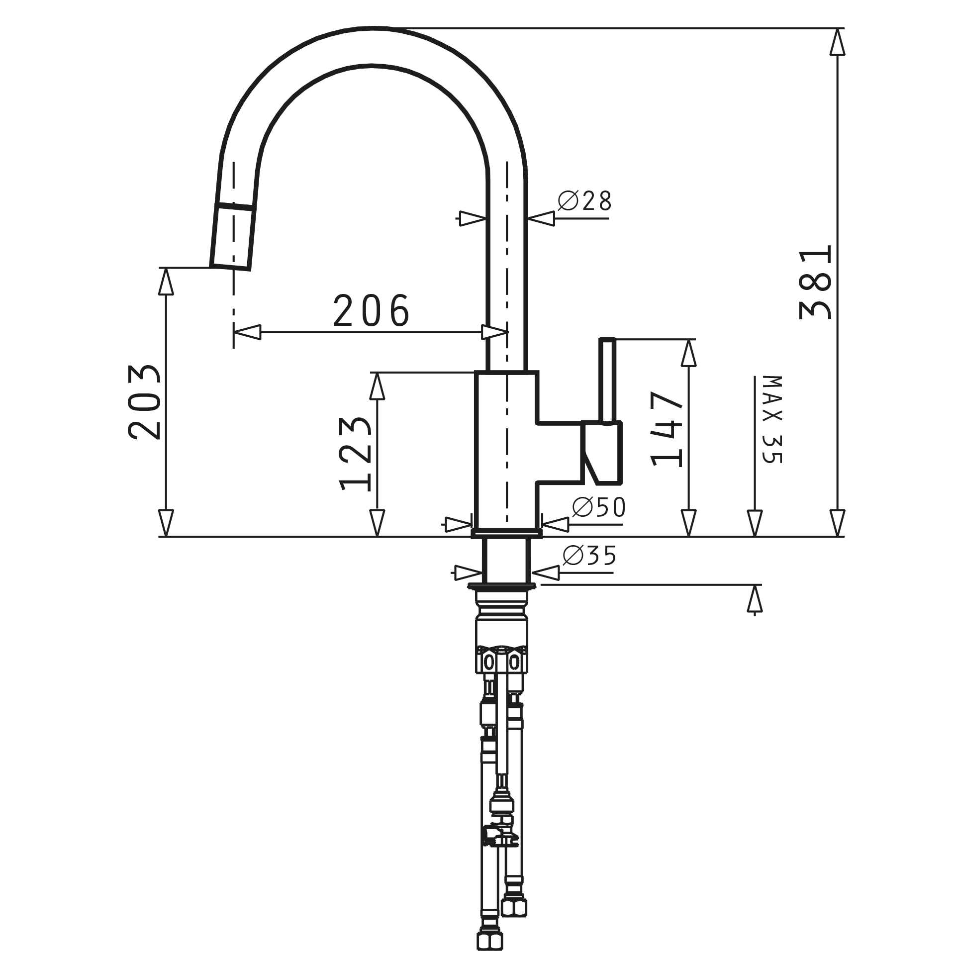 Pyramis Armatur Verismo Skizze Maße